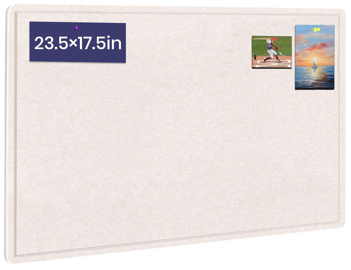 Bulletin Board 24" x 18" Felt Cork Board - Decorative Pin Board, Oatmeal