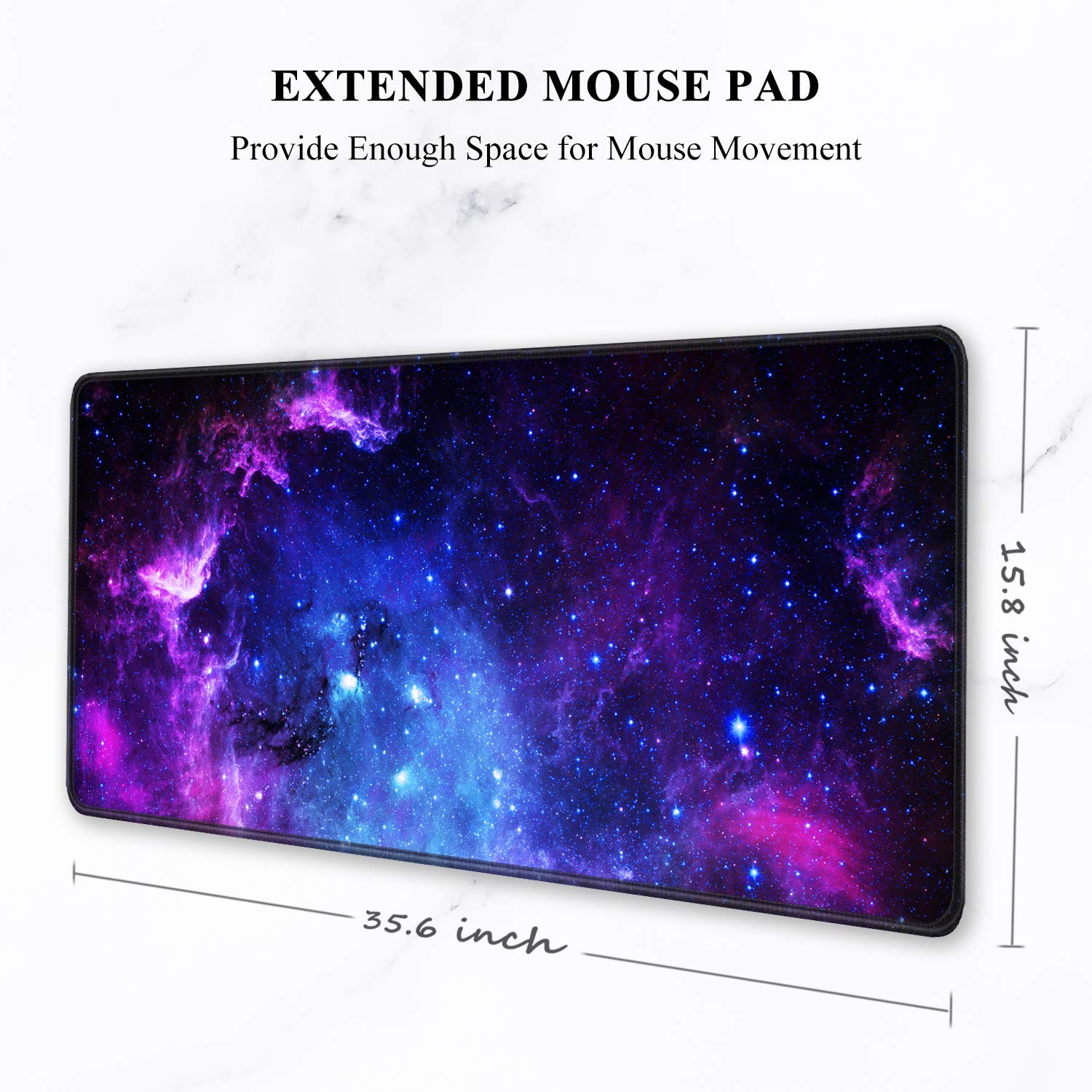 Auhoahsil Large Gaming Mouse Pad, XXL 35.4 x 15.7 in Office Desk Mat,Galaxy