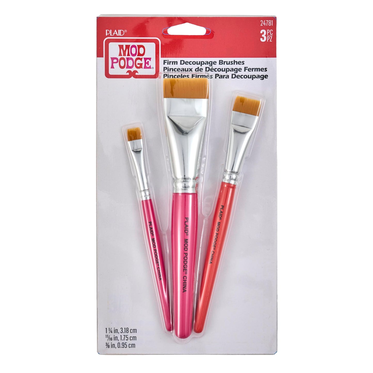 Mod Podge Furniture Brush Set of 3 (1 1/4-Inch, 11/16-Inch, 3/8-Inch), 24781 One Each, Original