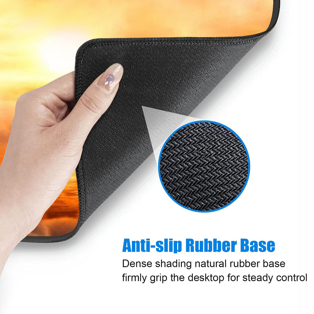 Desk Pad Mat With Coasters, 31.5"x 11.8" XXL Large Gaming Mouse Mat With Non-Slip Base and Stitched