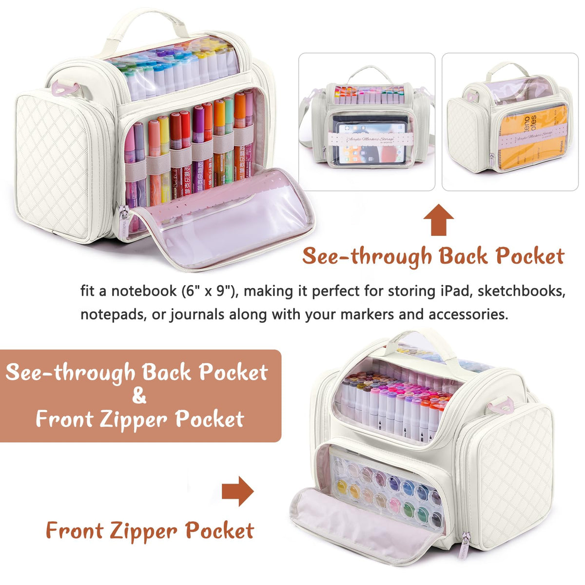 Large Marker Organizer Case for Up to 300 Markers, Marker Storage Bag