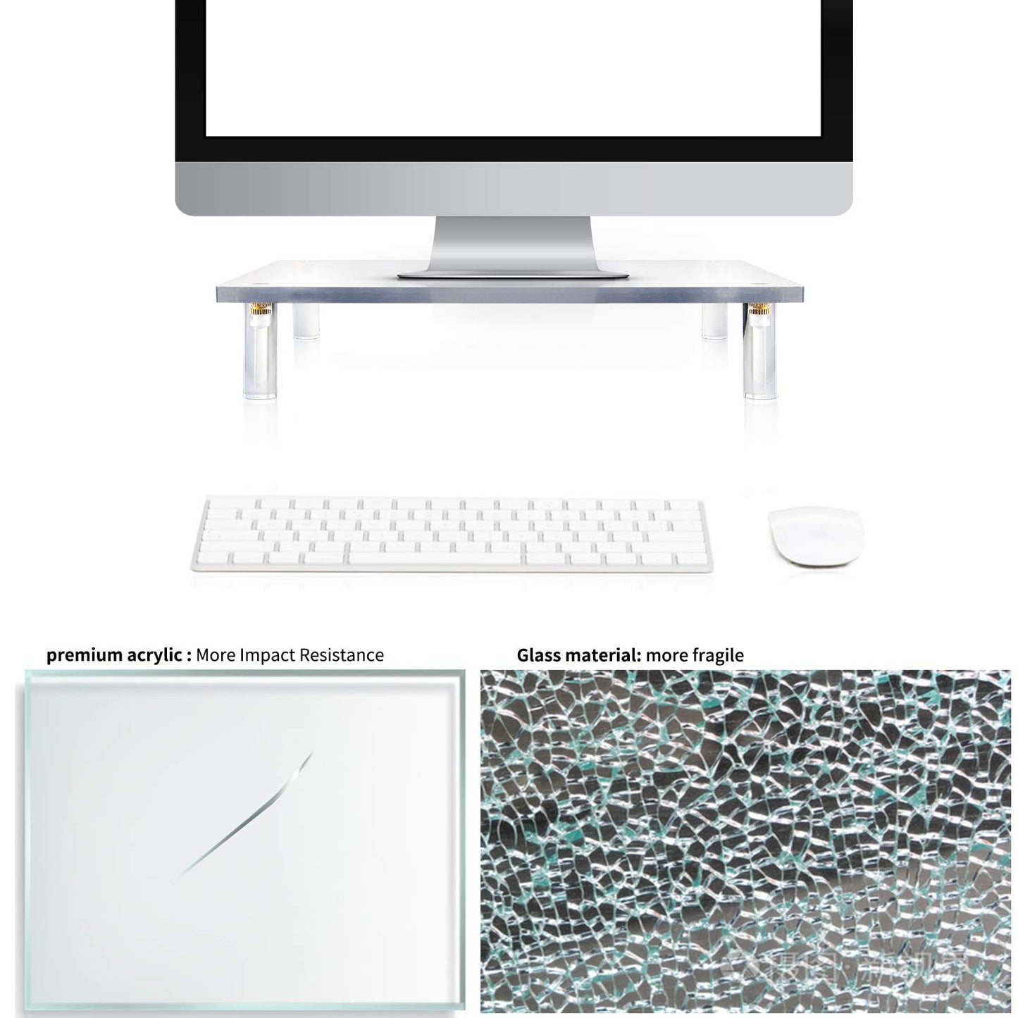 YestBuy 20x7.5 Acrylic Monitor Stand Riser, Clear Computer Stand for Laptop, iMac, Pc, Printer