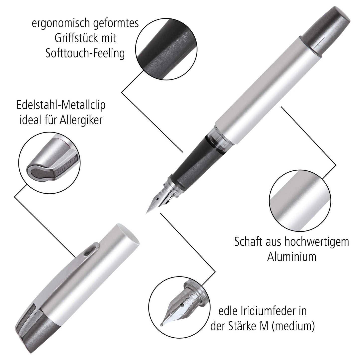 Online Ergonomic fountain pen for left handed for school/college Campus Heart - solid medium nib
