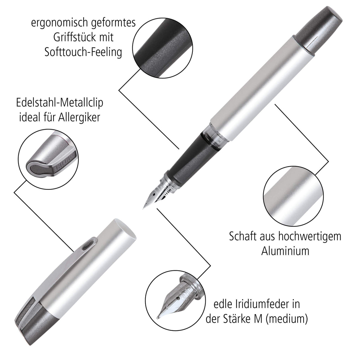 Online Ergonomic fountain pen for left handed for school/college Campus Heart - solid medium nib