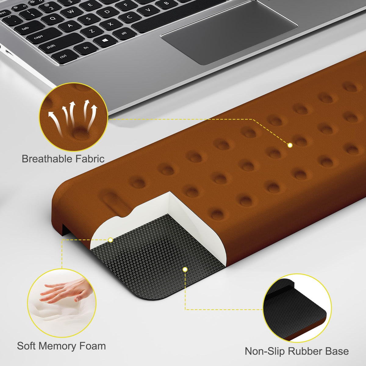 Leolee L-Shaped Desk Elbow Pads for Desk, Brown Arm Rest for Desk