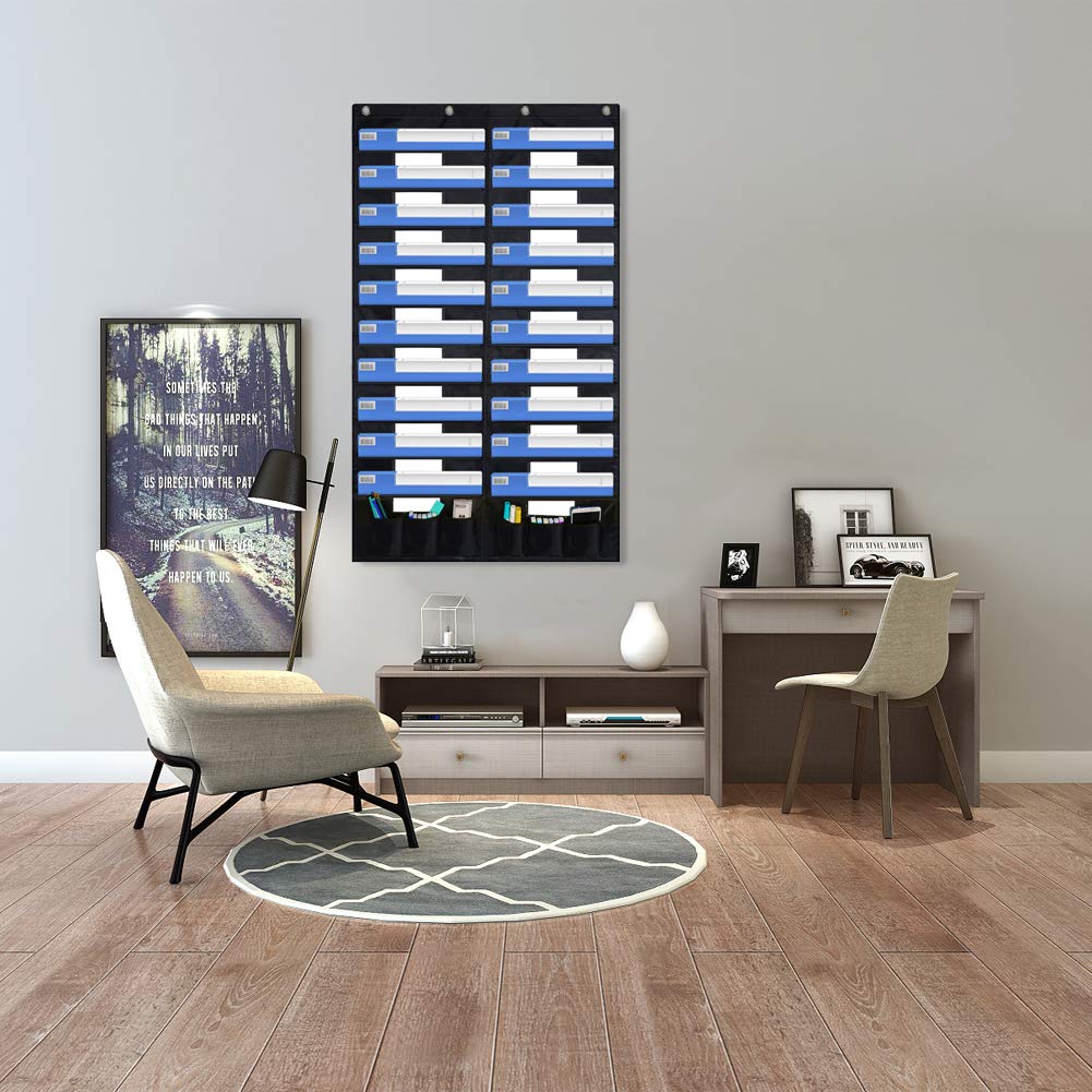 EAMAY Hanging File Folder Organizer Wall Mounted - 20 Pockets and 6 Learning Tool Wall File