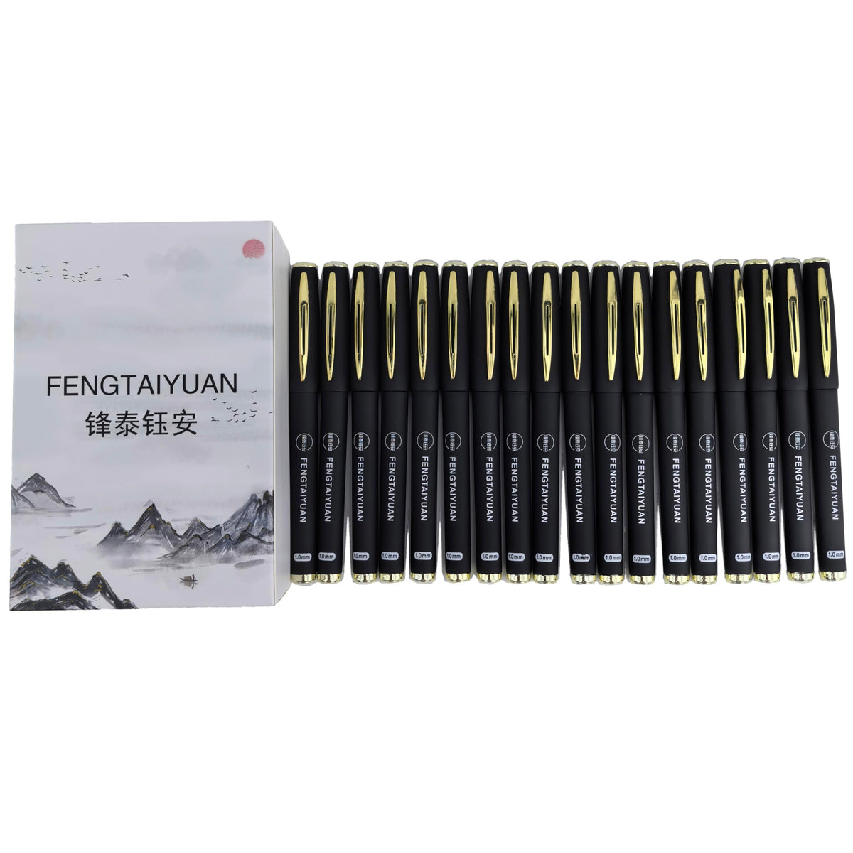 Fengtaiyuan Gel Ink Roller Ball Pens, Black Ink, Bold Point 1.0mm, Writting Pens, Smooth, 18 Count