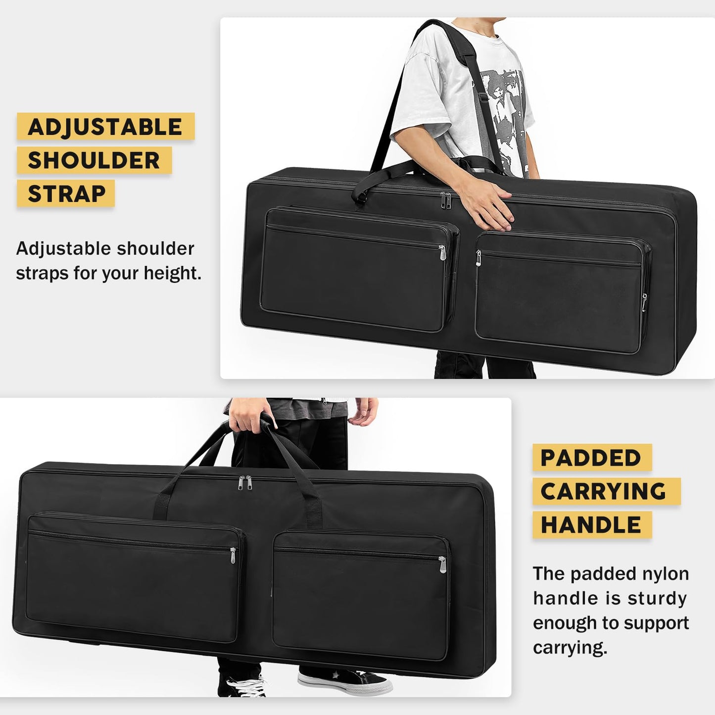 XIDIHF 88 Key Keyboard Case 53.9''x7.1''x14.6'', Portable Padded Piano Bag Keyboard Gig Bag with
