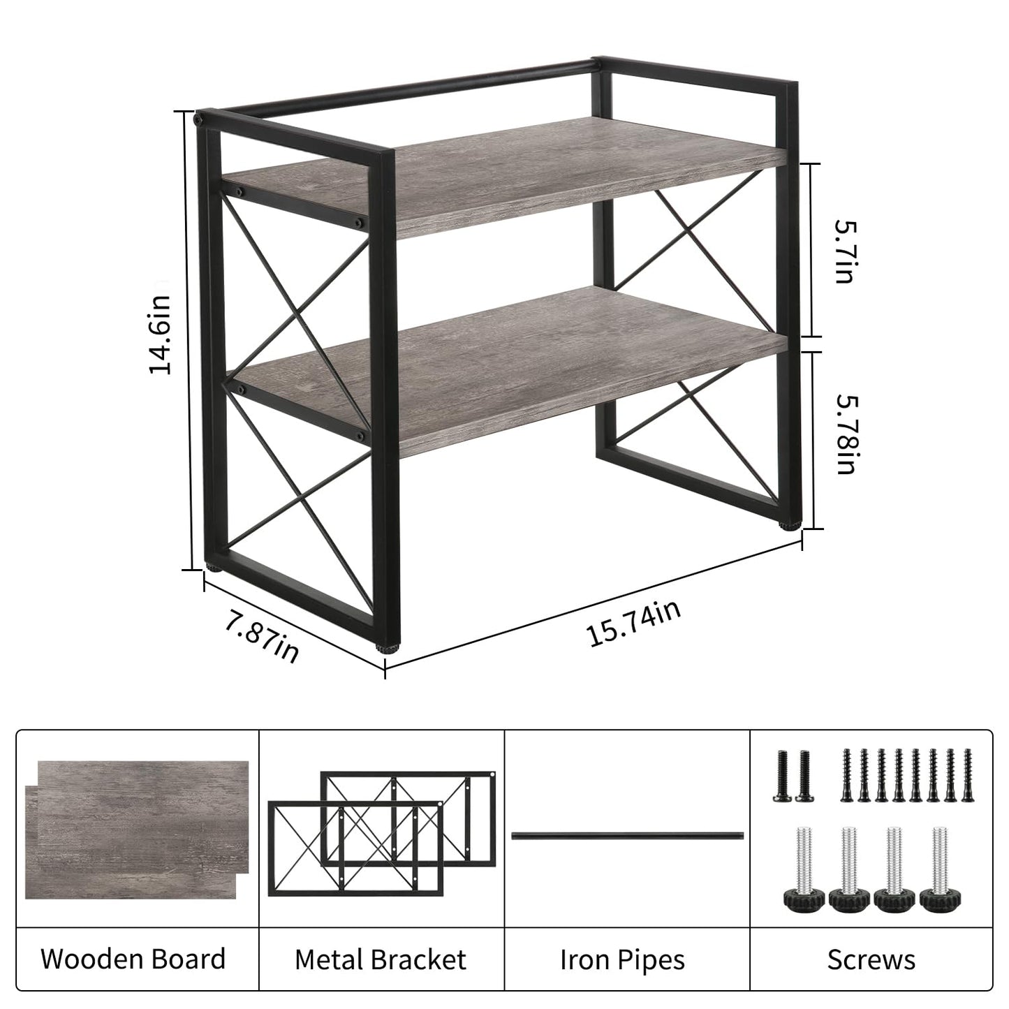 YINMIT Desktop Shelf Organizer, 2 Tier Office Shelves, Wood Desk Organizer Storage Rack and