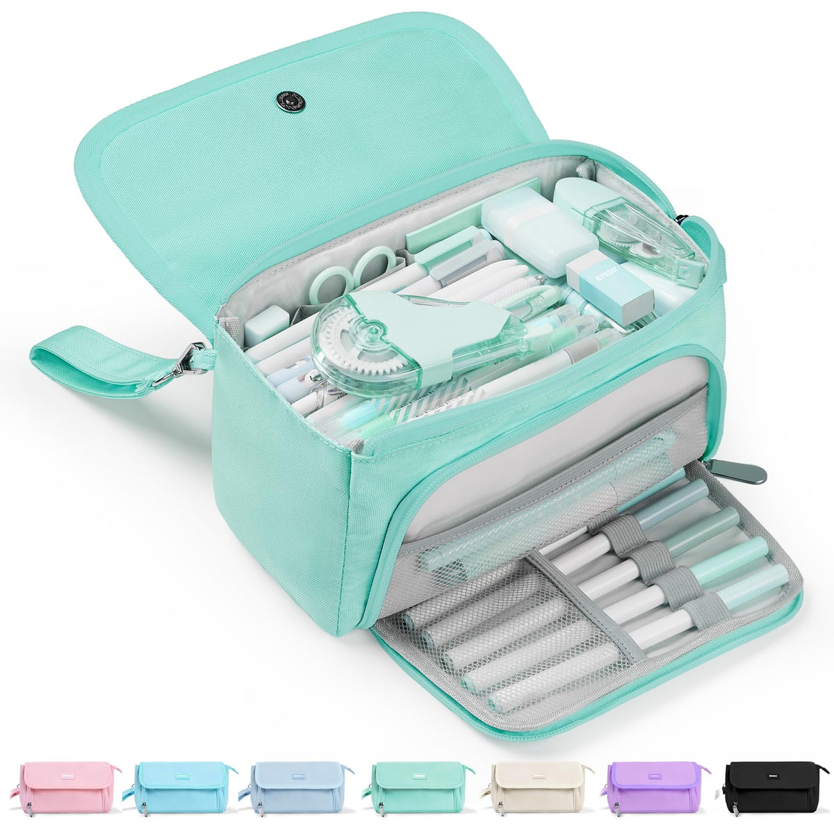 Sooez Super Large Pencil Case, Big Capacity Pencil Bag with 3 Compartments