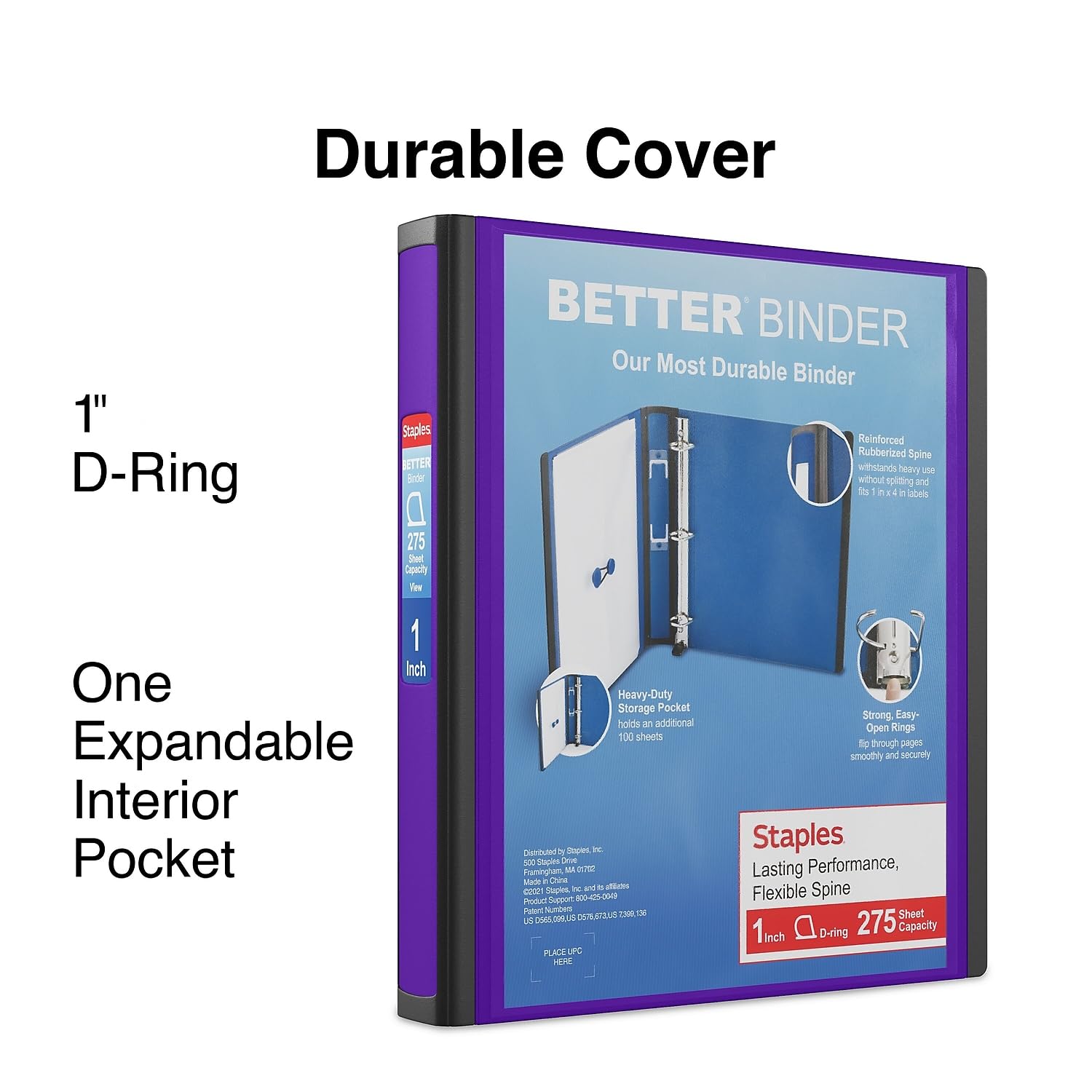 Staples 1-Inch 3-Ring Better Binder, Purple, 3/Pack (St55847-Ccvs)