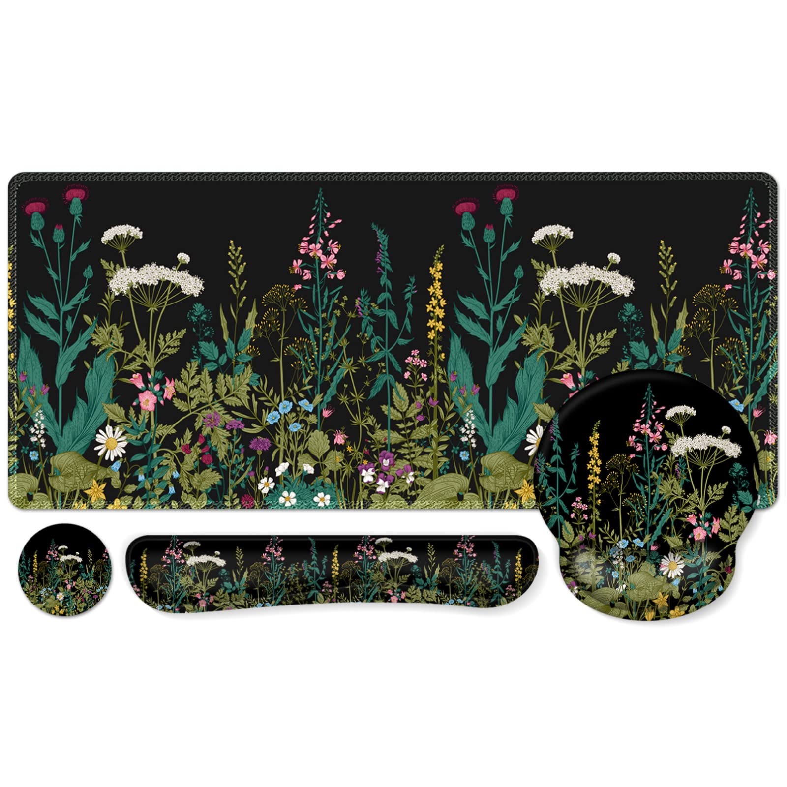 iCasso Floral 4in1 Writing Pad, 35.4"x15.7" Work Mat for Workspace