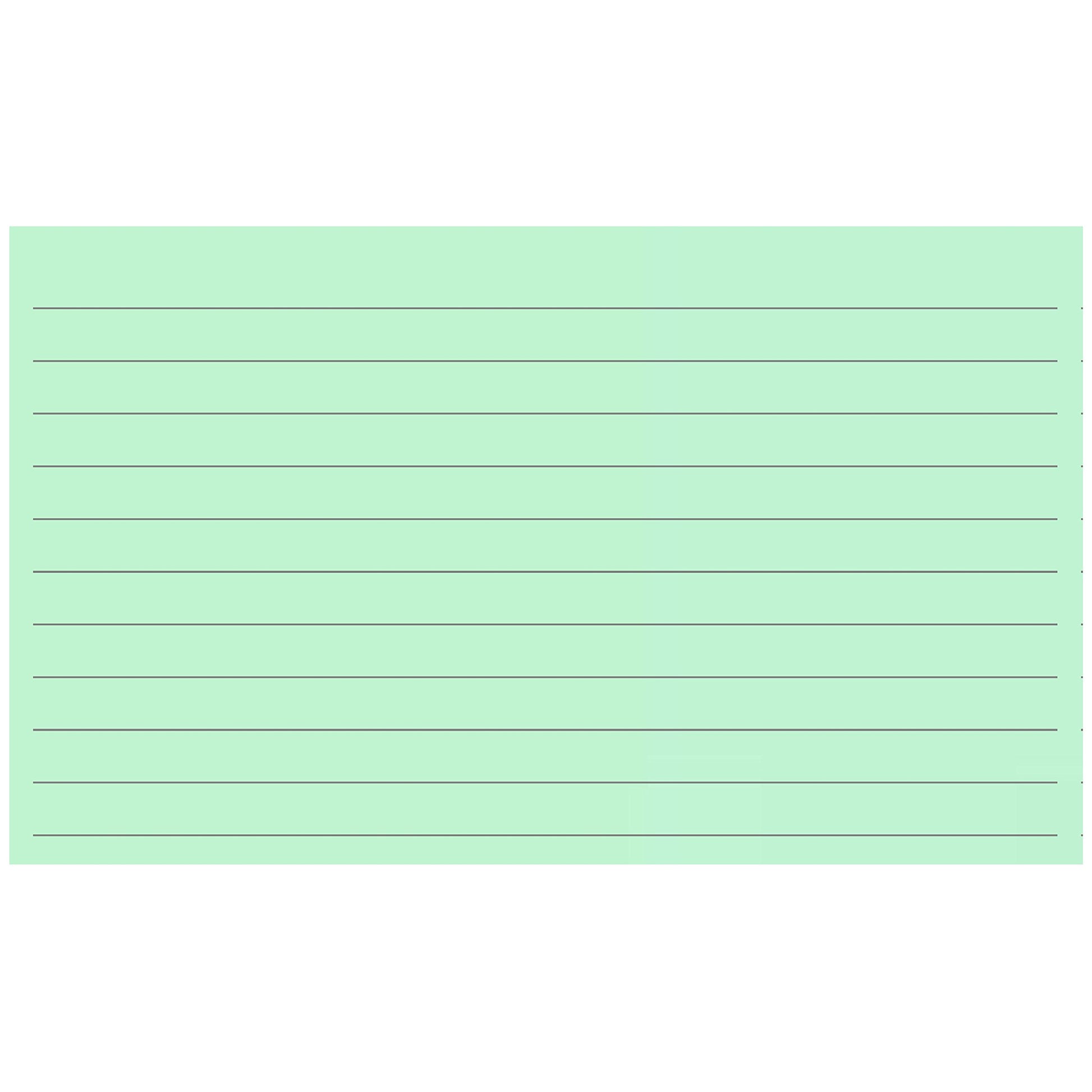 Colonial Cards: 150 Color Cardstock 3" x 5" Index Cards, Light Green, Lined Landscape Format