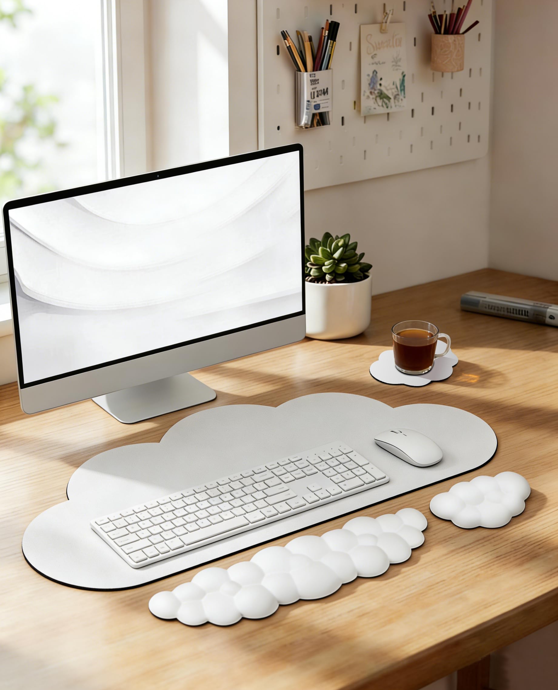 JIKIOU Ergonomic Keyboard Wrist Rest &Large Mouse Pad&Mouse Wrist & Cup Pad