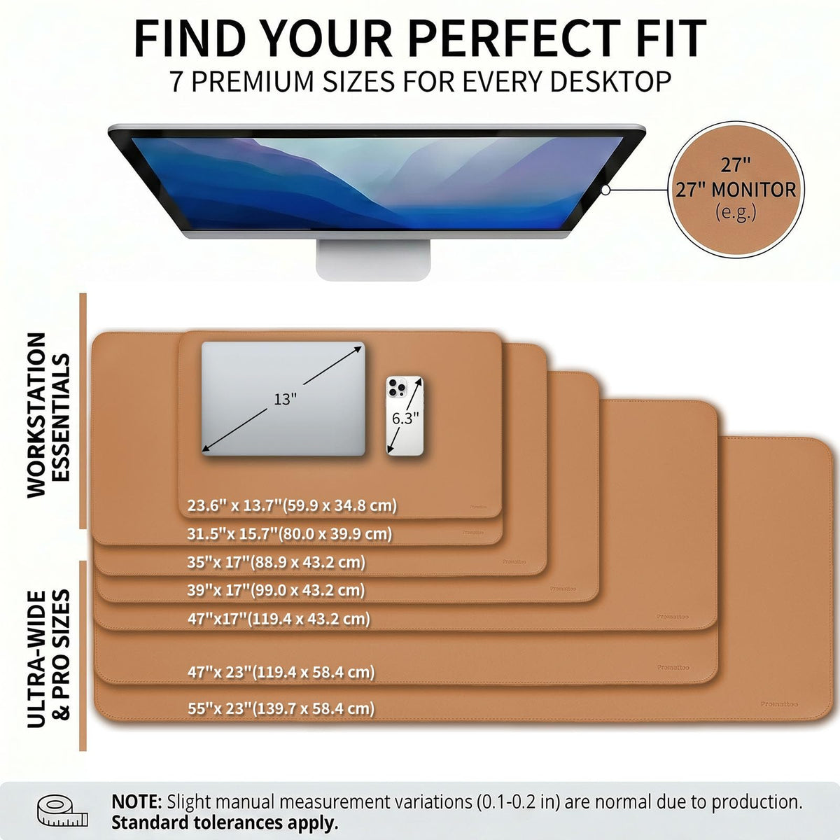 PROMATTOO Large Desk Pad Non-Slip Desk Mat Protector for Keyboard Mouse Waterproof Vegan Leather