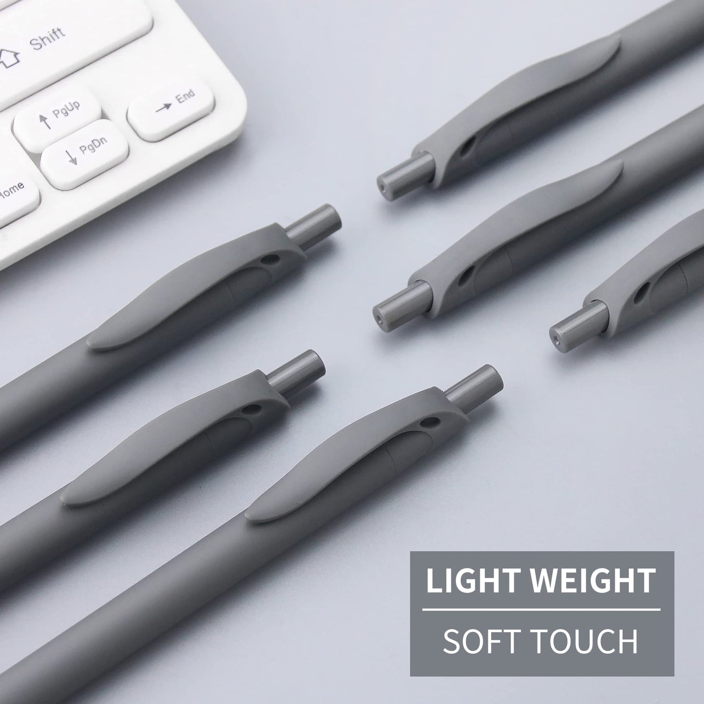 deegtran Pens Bulk, 50 Pack No Bleed Grey Barrel Black Ink Click Pens, Wholesale Retractable