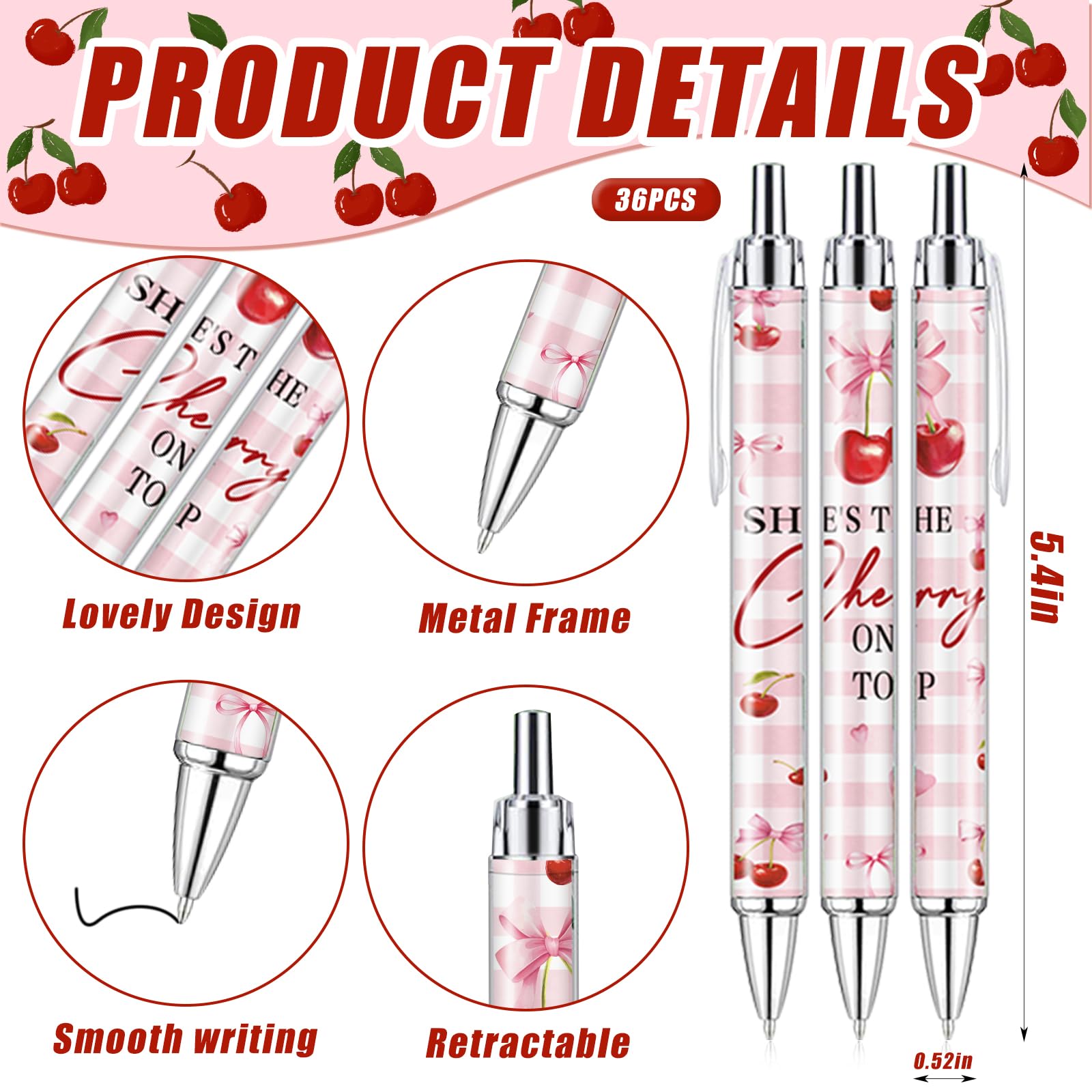 EYNDYN 145 Pieces Cherry Baby Shower Gifts for Guest Cherry on Top Ballpoint Pens and Keychains