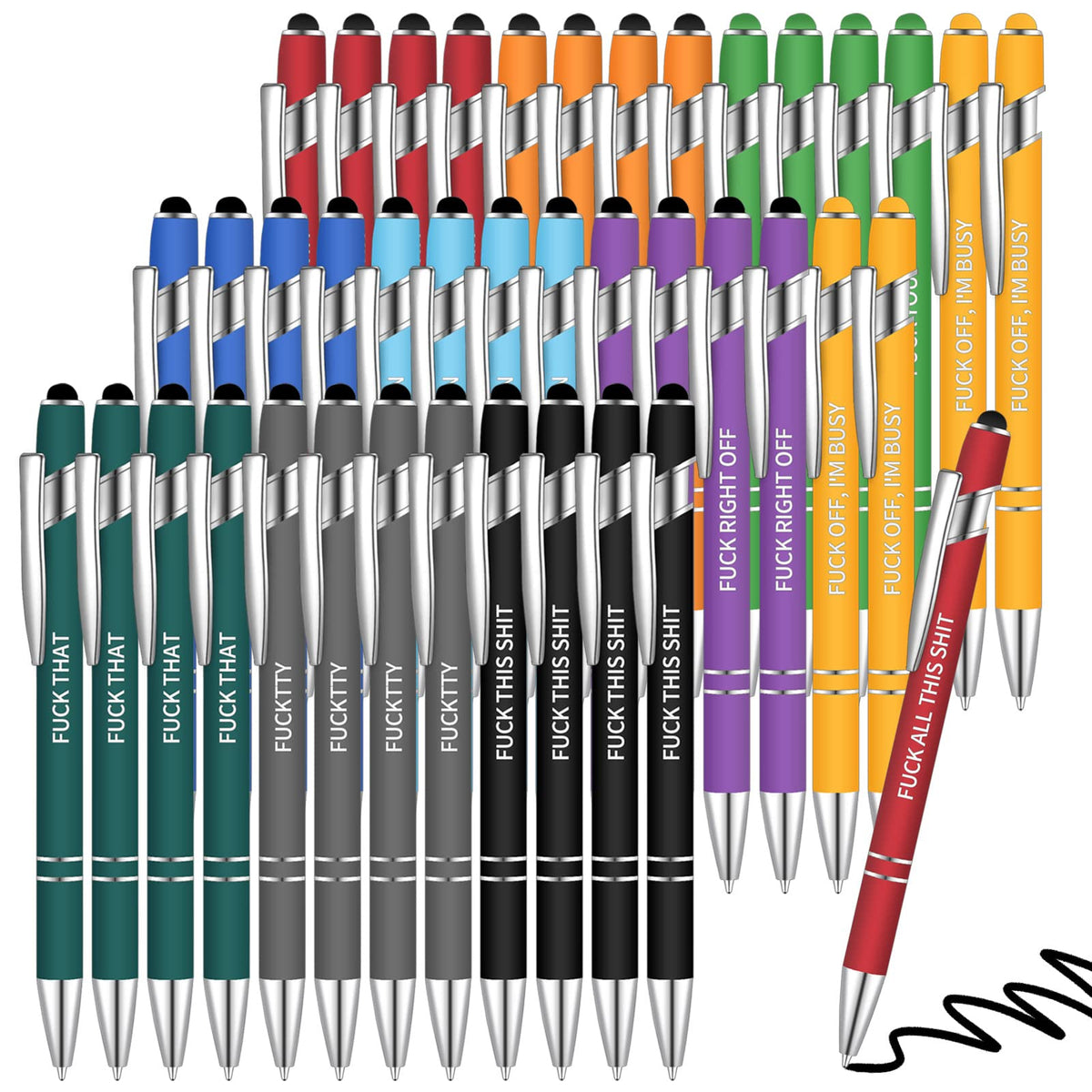 Teling 40 Pcs Snarky Office Funny Ballpoint Pens Motivational Rude Quotes
