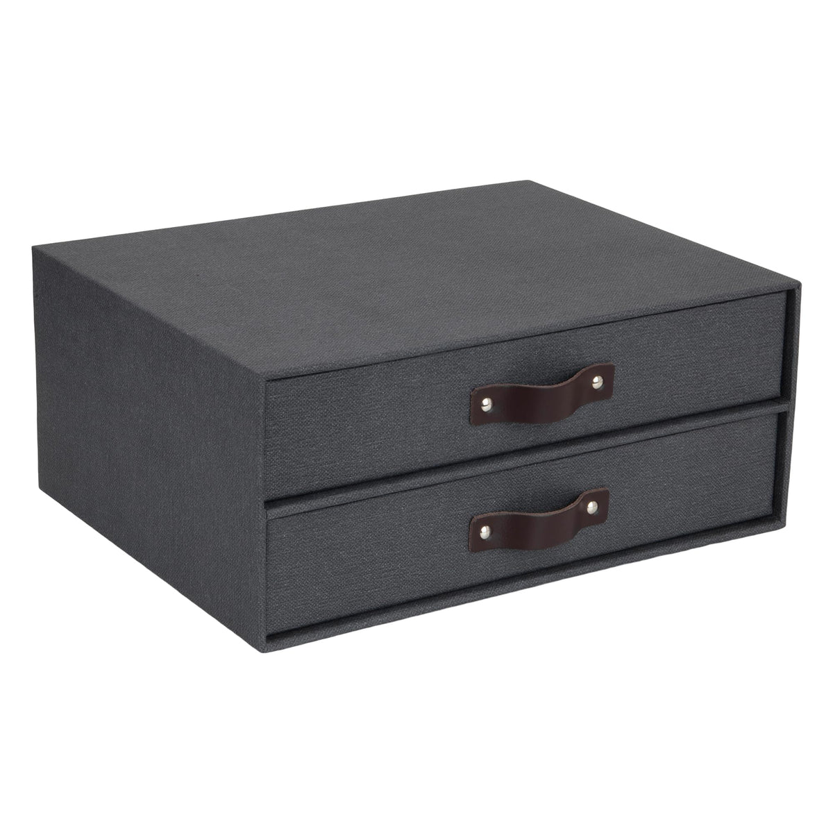 Bigso Birger 2-Drawer Canvas Fiberboard Easy Pull Handle Box - Desktop Drawers for A4 and Letter