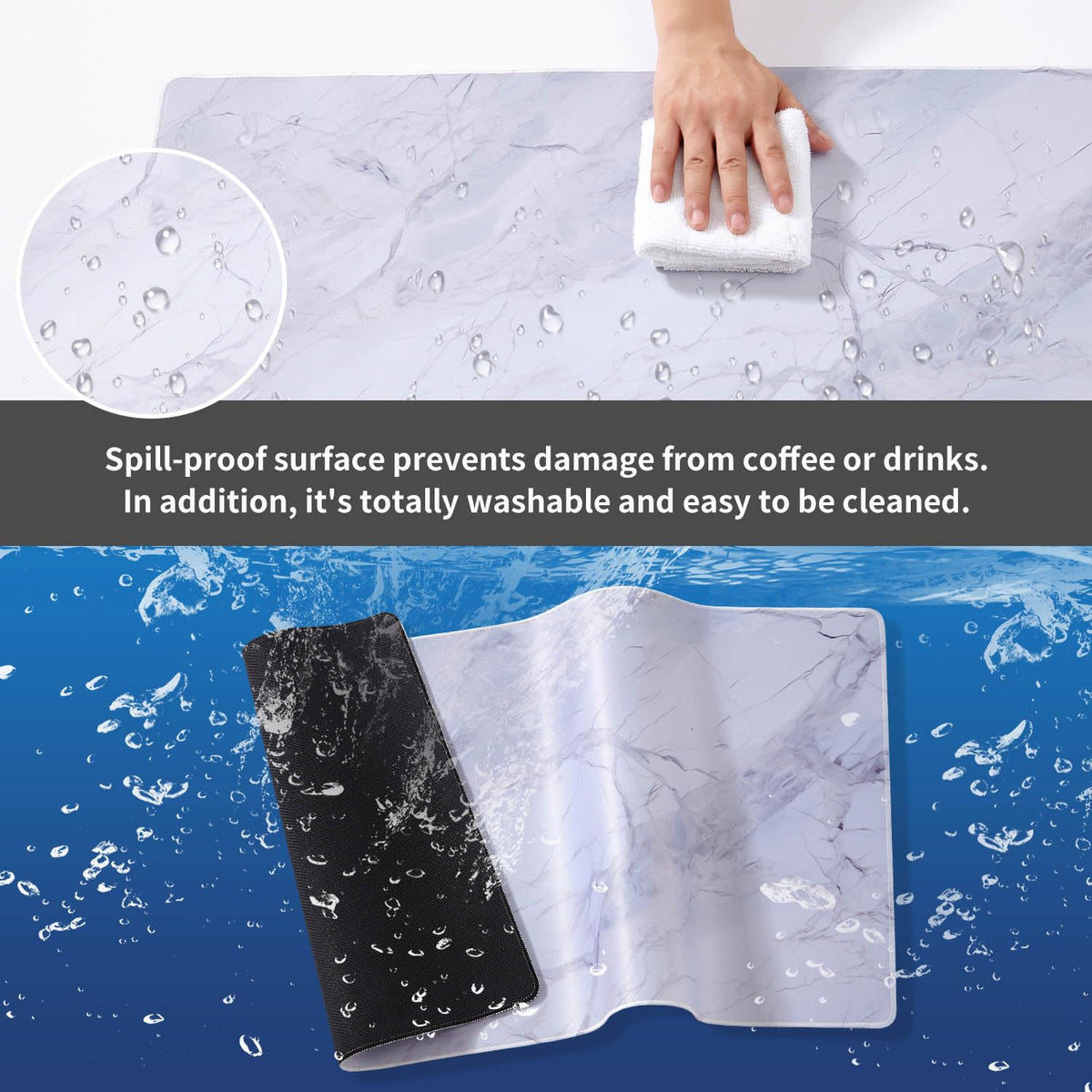 DOBAOJIA Marble Mouse Pad, Mouse and Keyboard Combo Pad XXL 31.5” x 15.8”