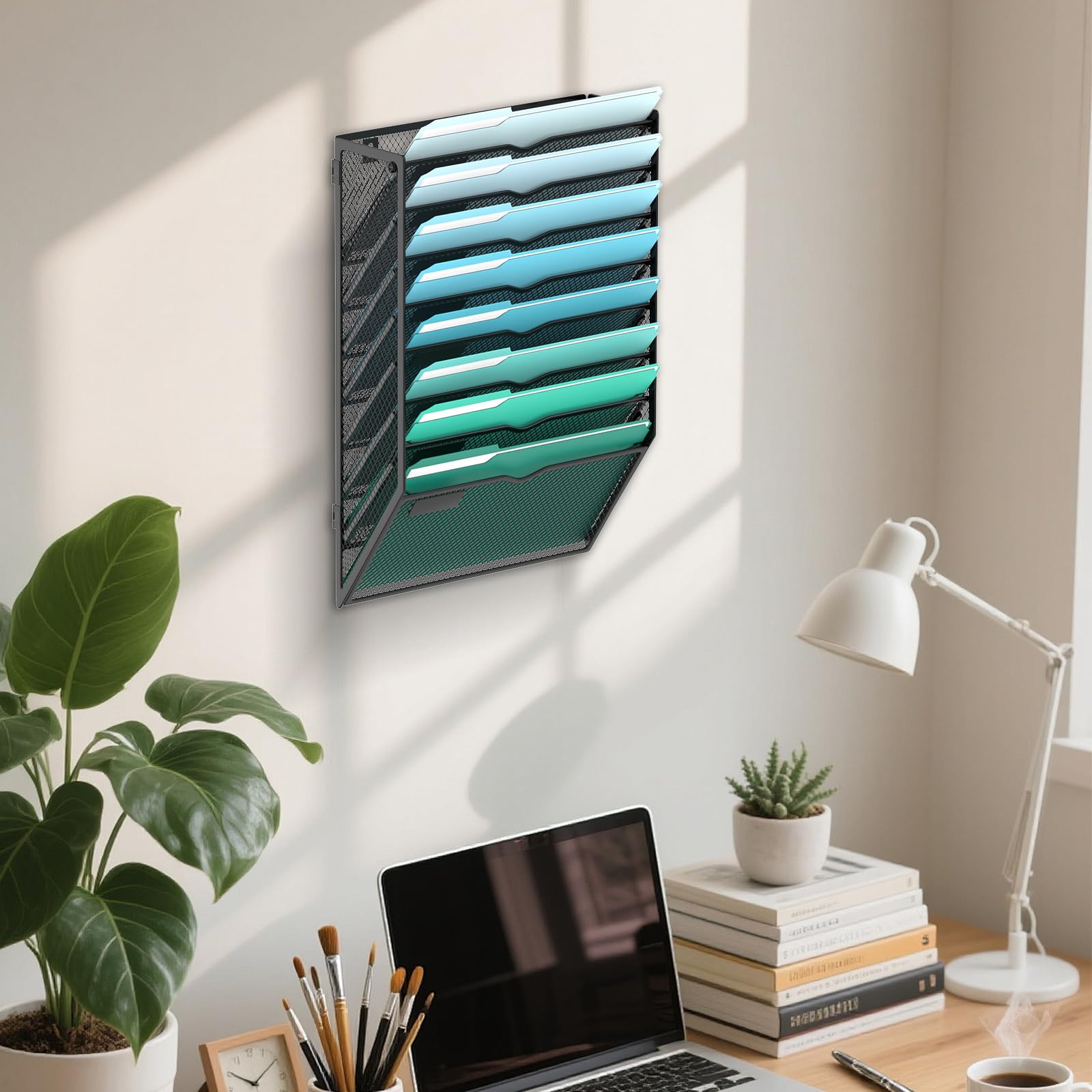 SUPEASY 8-Tier Wall File Organizer, Wall Mounted Mail Sorter, 2 Pack