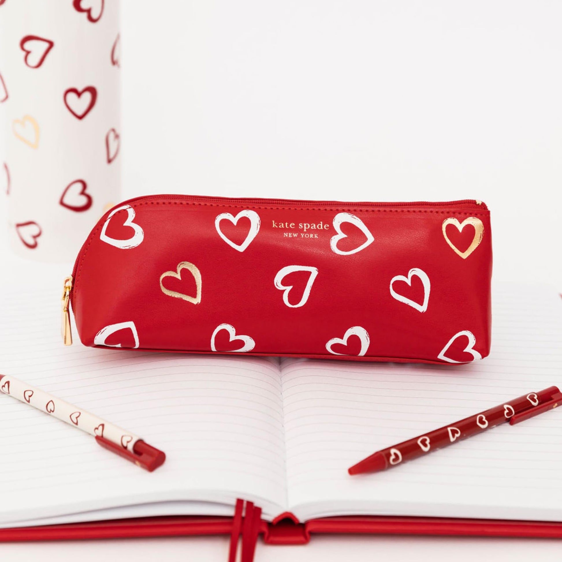 kate spade new york Pen and Pencil Case with Office Supplies for Adults, Zip Pouch Includes 2