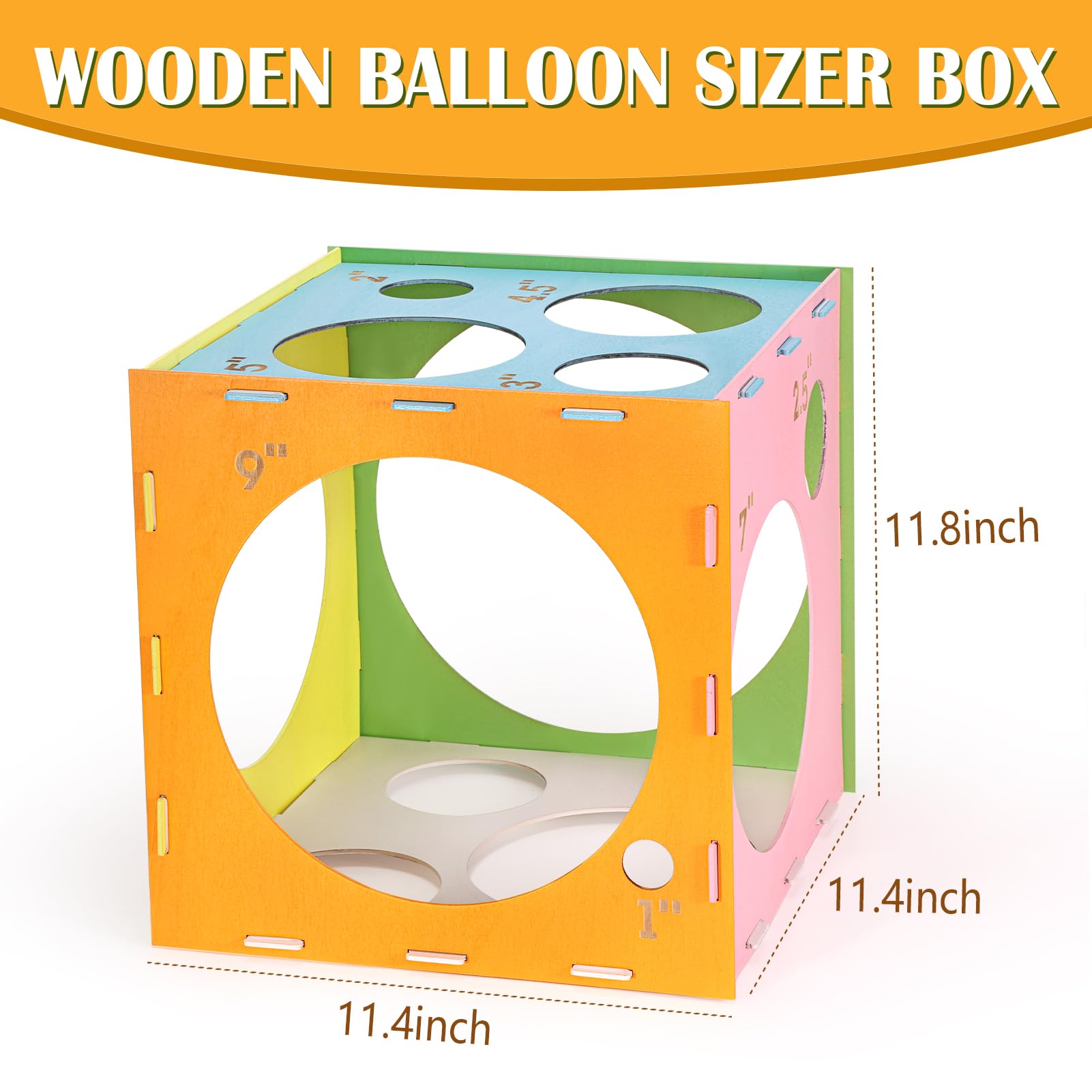 Auihiay 14 Holes Colored Balloon Measurement Box, Balloon Sizer (1-10 Inch)