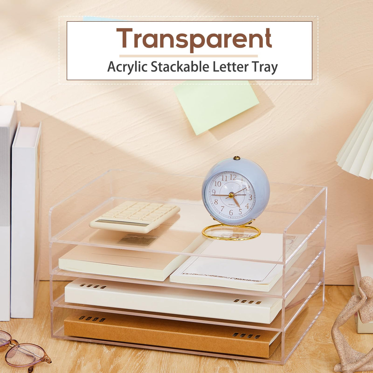 Harloon 4 Tier Paper Organizer Letter Tray Acrylic Desk File Organizer