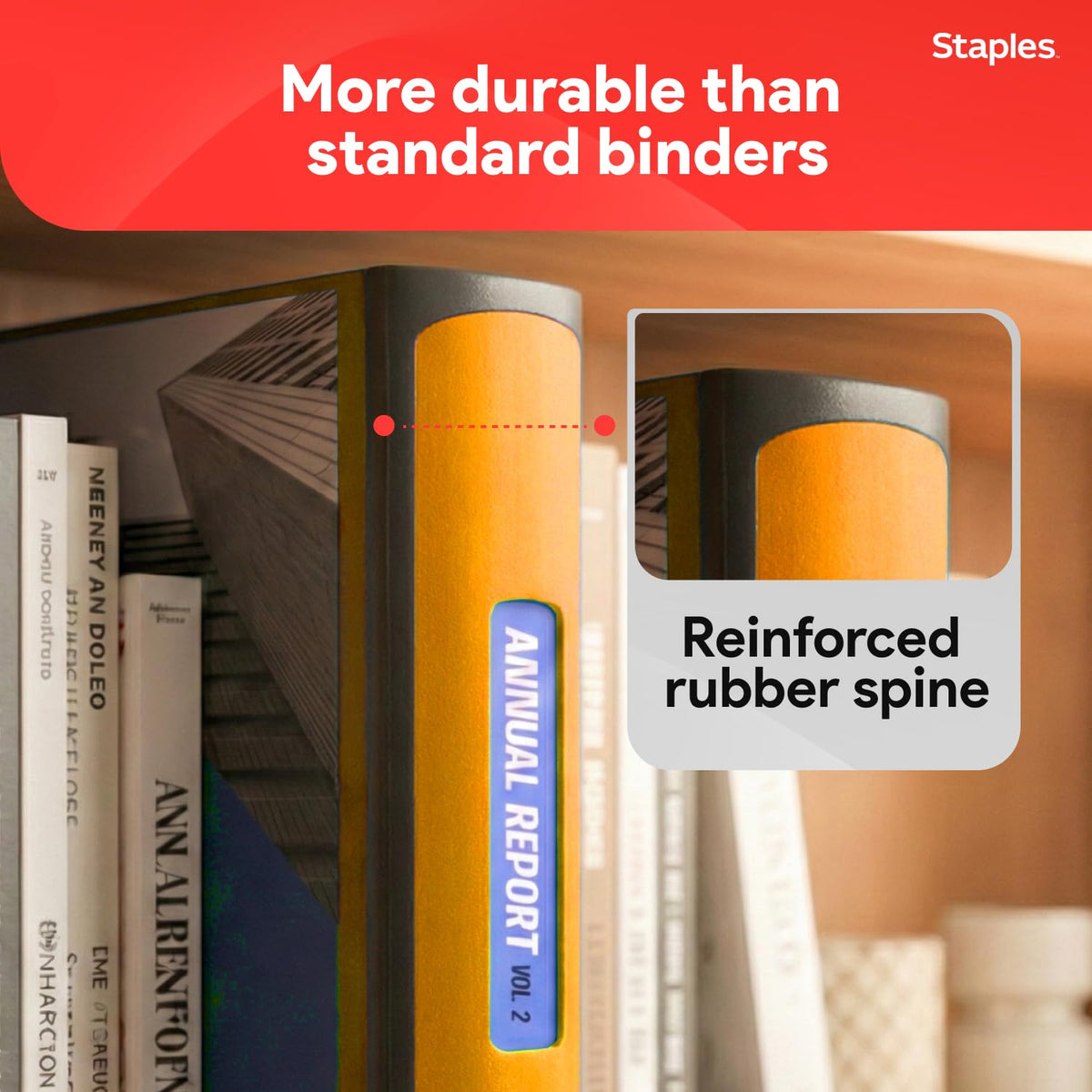 Staples 3 Inch D-Ring Heavy-Duty View Binder, Orange, Holds 600 Sheets