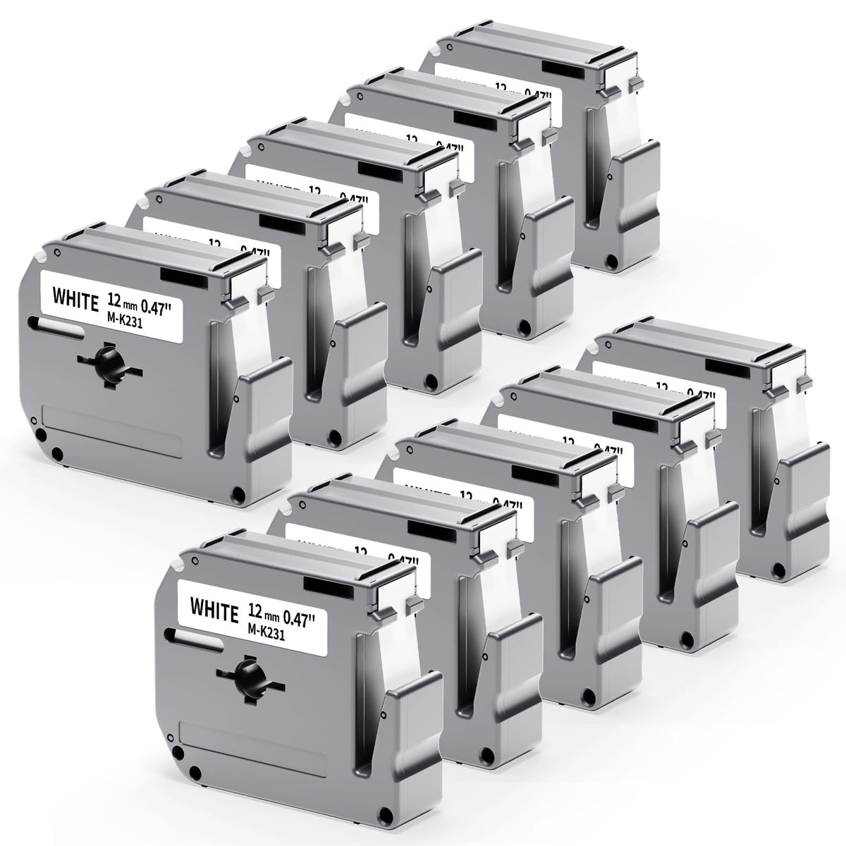10 Pack Labelife M-K231s Label Tape Replace for Brother P Touch M Tape