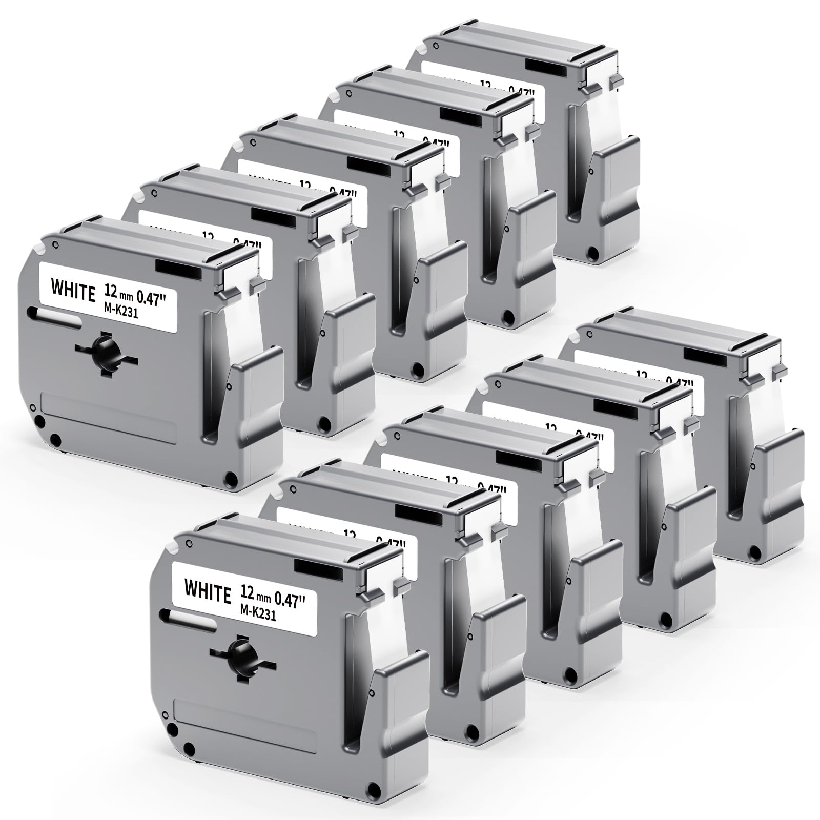 10 Pack Labelife M-K231s Label Tape Replace for Brother P Touch M Tape