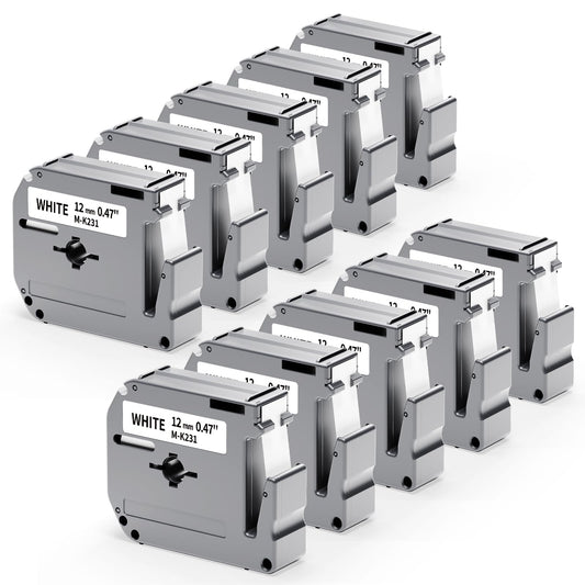 10 Pack Labelife M-K231s Label Tape Replace for Brother P Touch M Tape