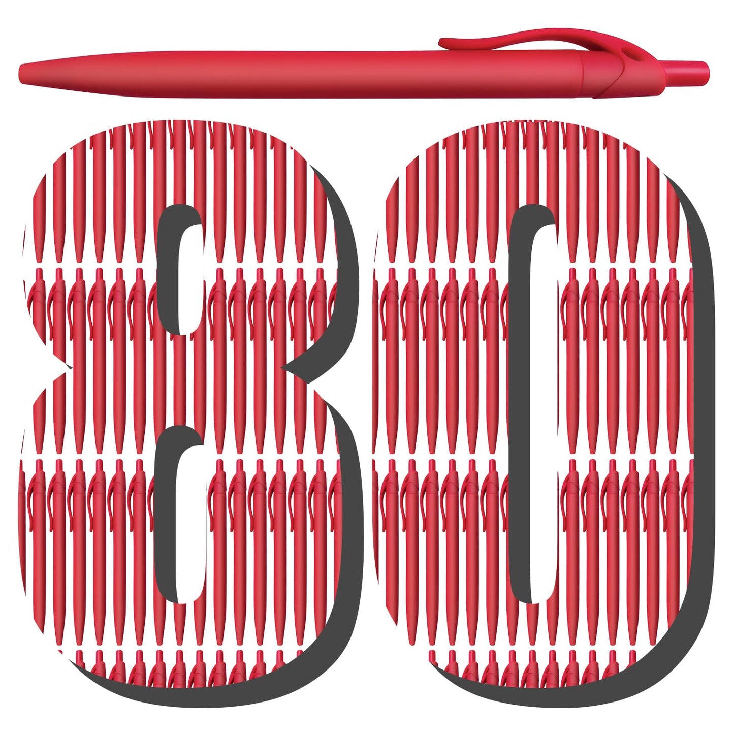 Aozora Pens Bulk,80 Pack Red Click Pens No Bleed,Wholesale Retractable Ballpoint Pens Medium