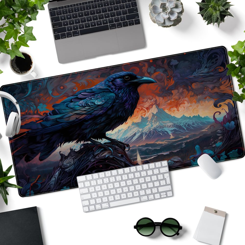 Magic Crow Desk Mat Gaming Misty Fores Mouse Pad Playmat, Large Gaming Mousepad Keyboard Desk