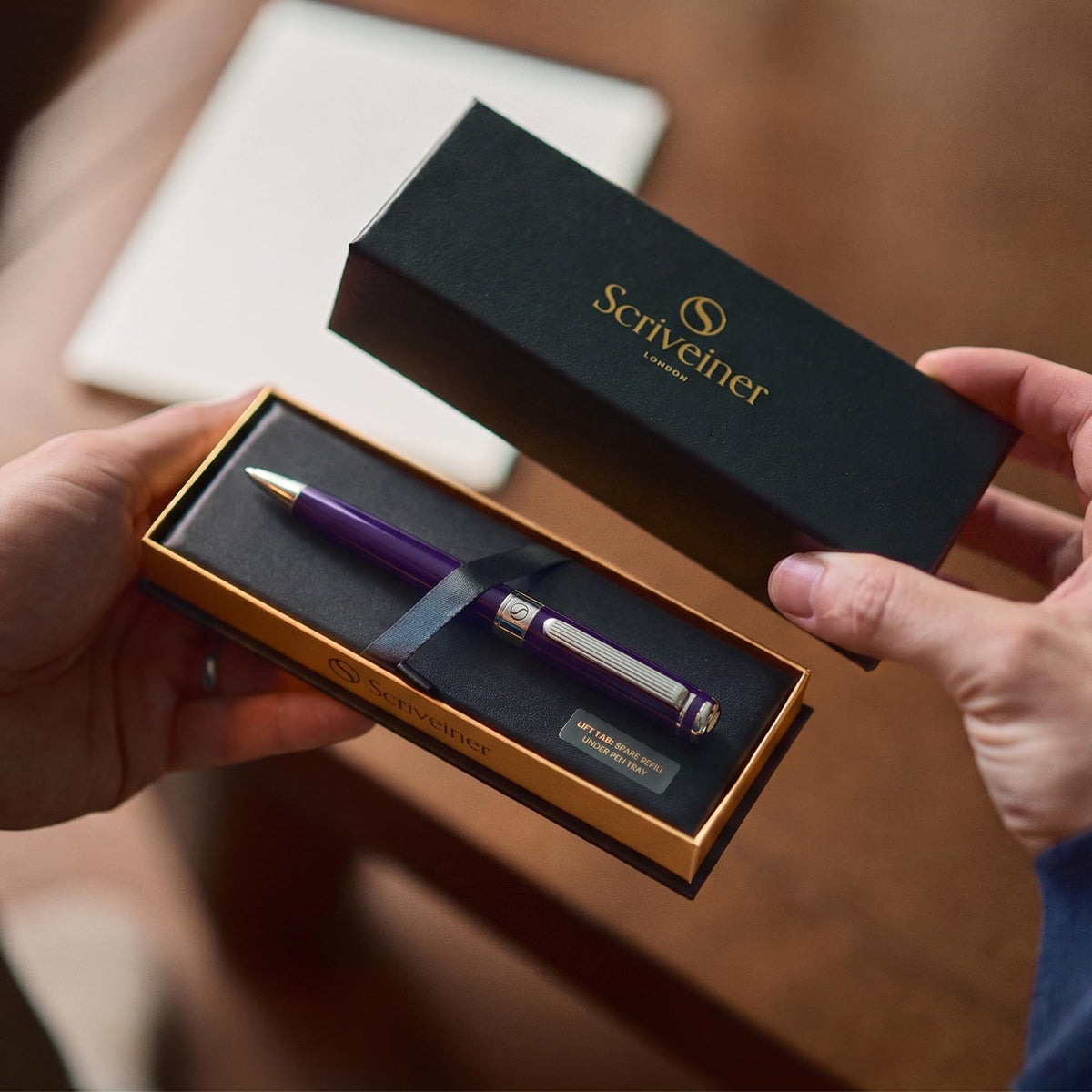 Scriveiner Aubergine Lacquer Ballpoint Pen - Stunning Luxury Pen, Schmidt Black Refill, Best Gift