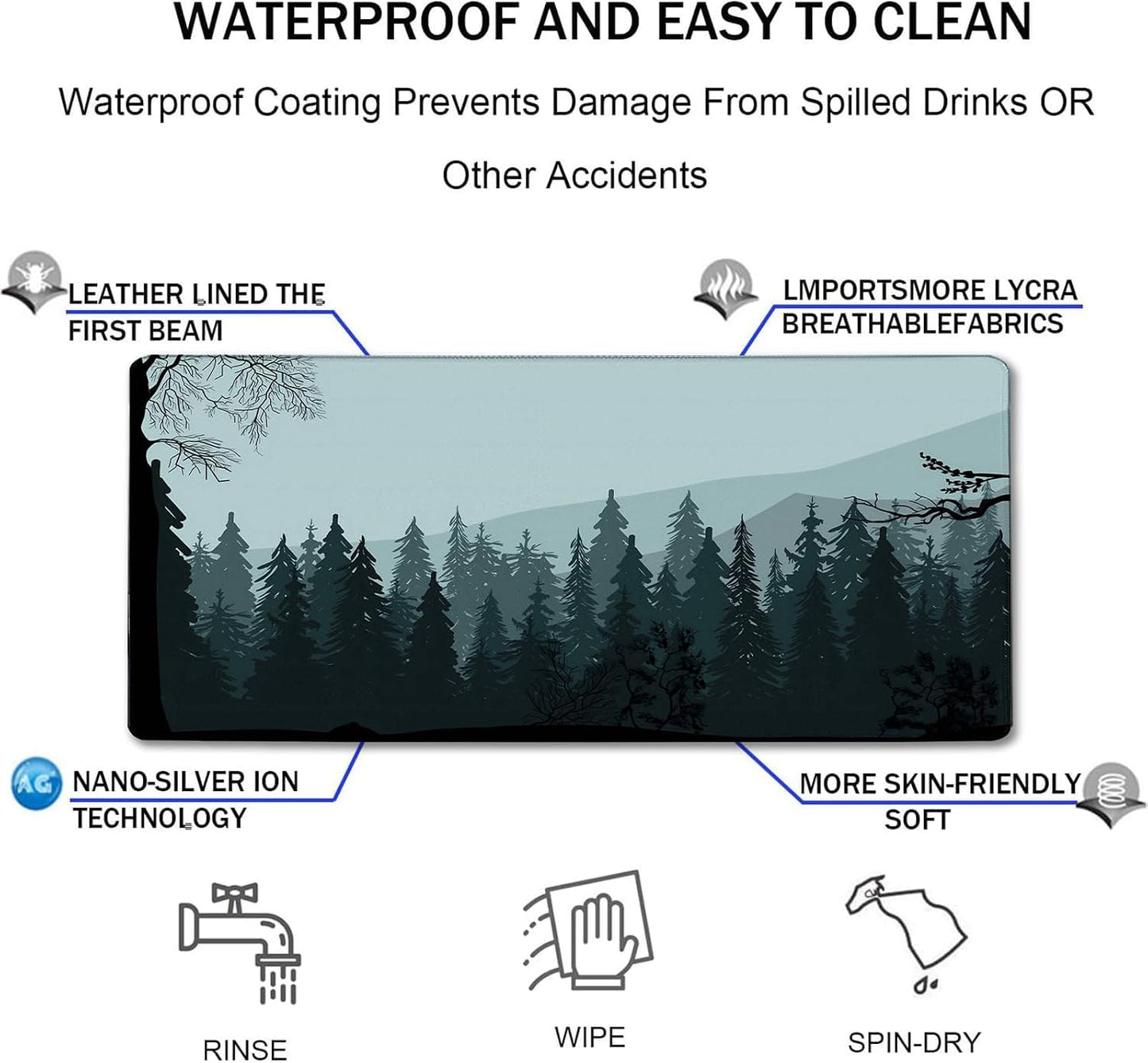 Mouse Pad Forest Background Pattern, Large Mouse Pad for Gamer, 35.4"x15.7" Gaming Mousepad with
