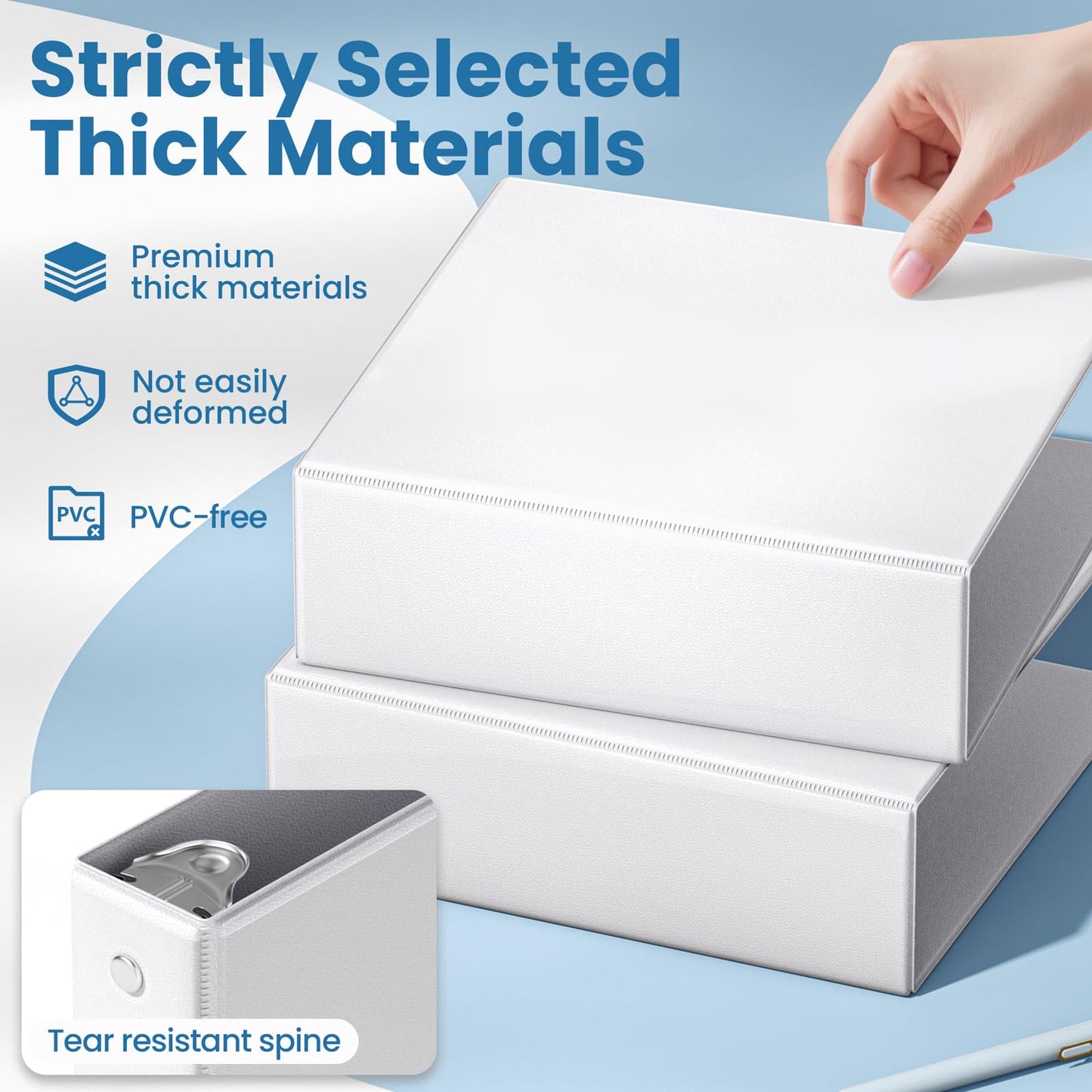 SUNEE 3 Inch Binders 3 Ring 12 Pack, Large 3" Clear View Binders Bulk Three Ring PVC-Free (Fit