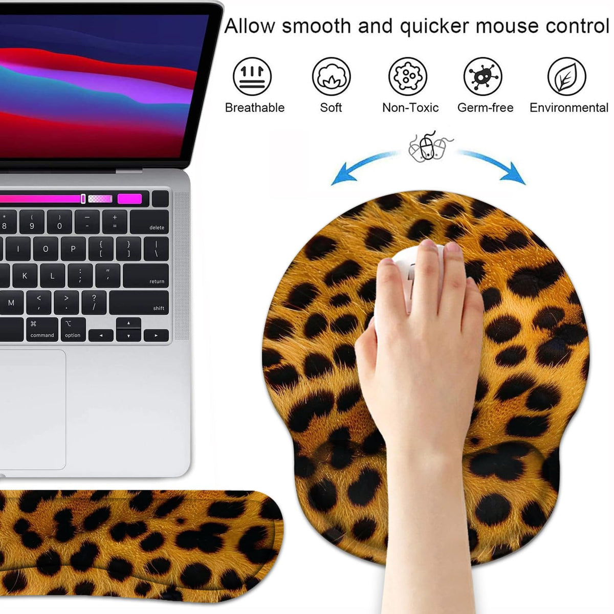 Keyboard Wrist Rest and Mouse Wrist Rest Pad Set with Coasters, Ergonomic Support, Non-Slip PU