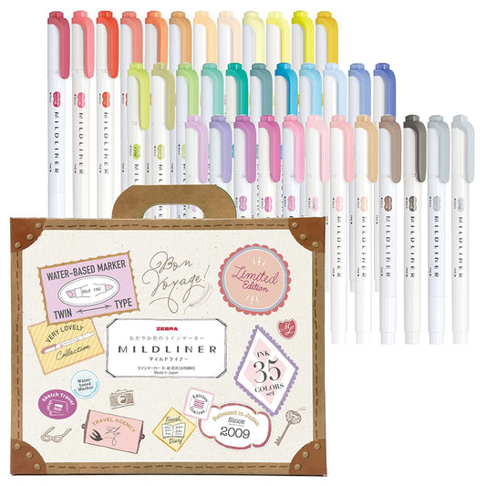 ZEBRA WKT7-35C Highlighter, Mildliner, 35 Color Set, Gift Box Included