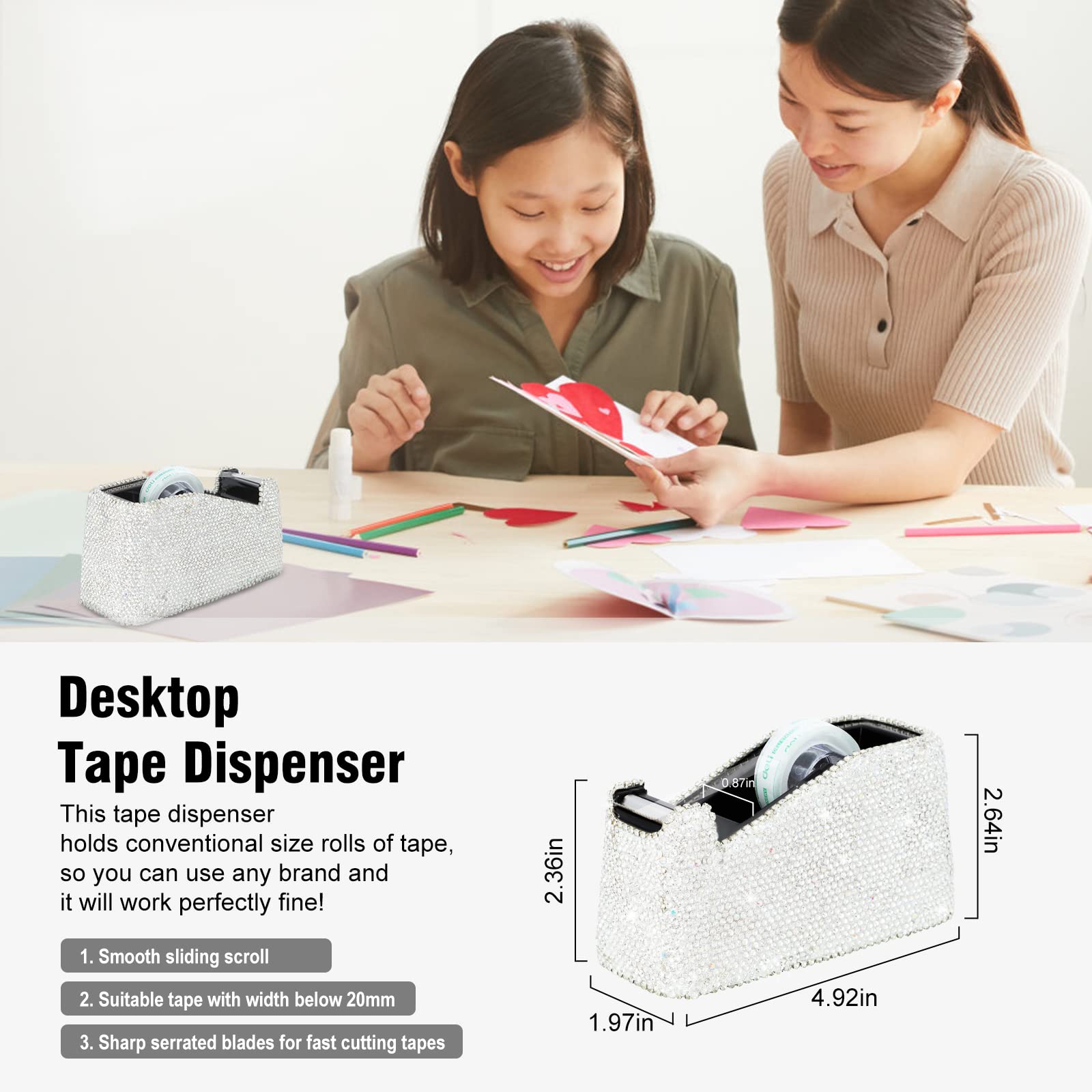 Bling Crystal Luxury Handmade Diamond Round Pencil Pen Pot Holder & Stapler & Card Holder & Desktop