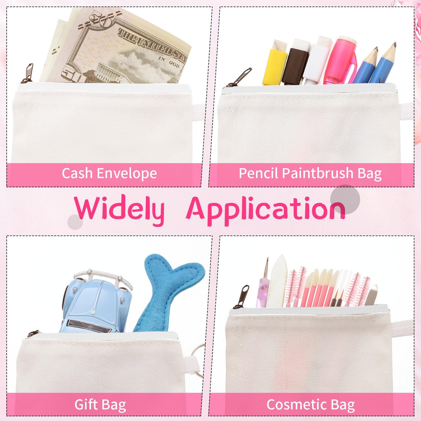 Frienda Sublimation Blank Coin Purse Small Canvas Makeup Bags, Multi Color