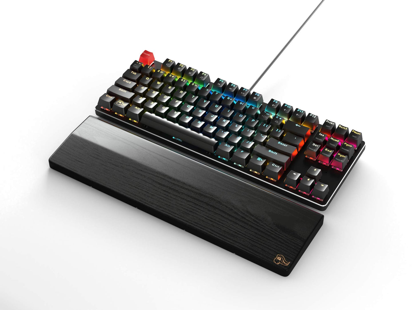 Glorious Wooden Wrist Rest - TENKEYLESS (TKL) - Onyx/Black - Mechanical Keyboards Wood Ergonomic