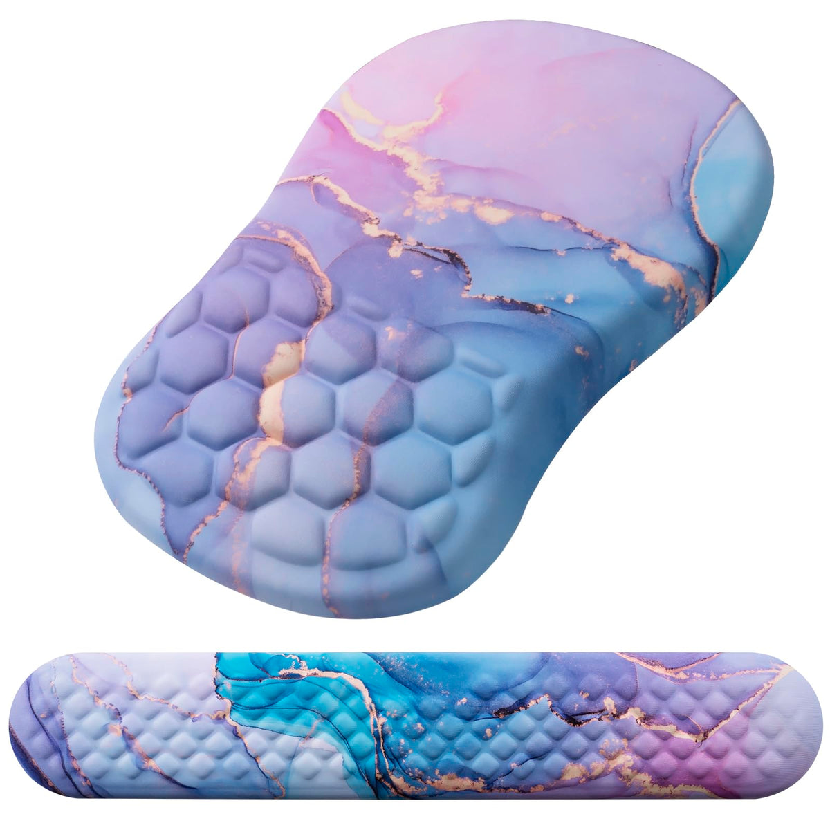 Mouse Pad Wrist Support, Laokiiy 2 in1 Keyboard Wrist Rest+ Ergonomic Mouse Pad, Non-Slip Wrist