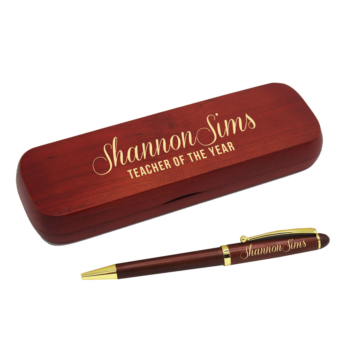 My Personal Memories, Custom Engraved Ballpoint Pen with Personalized Case - Wood Pen Set for