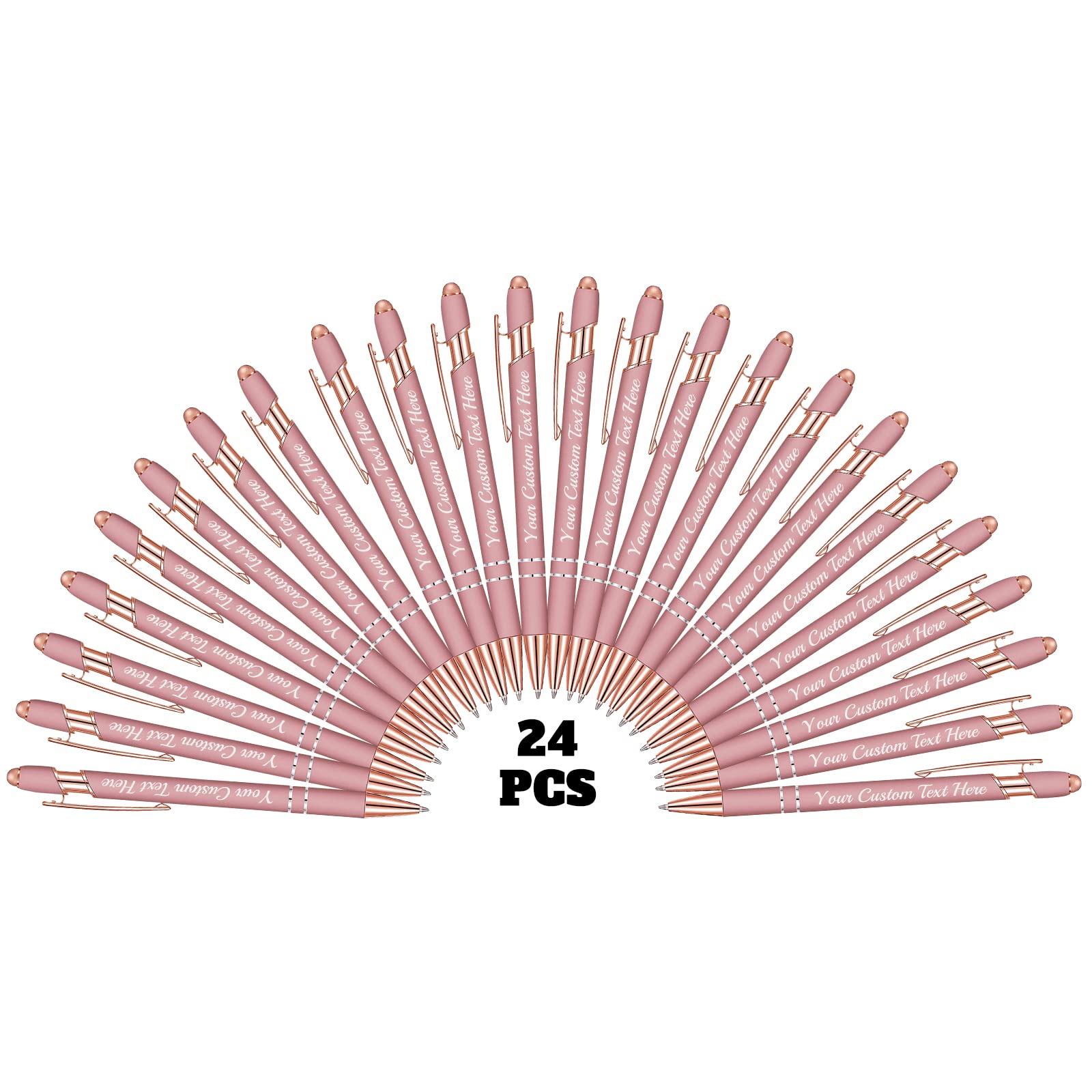YanNanKe 24 PCS Custom Pens Personalized Bulk, Customized Engraving Ballpoint Pens with Stylus Name