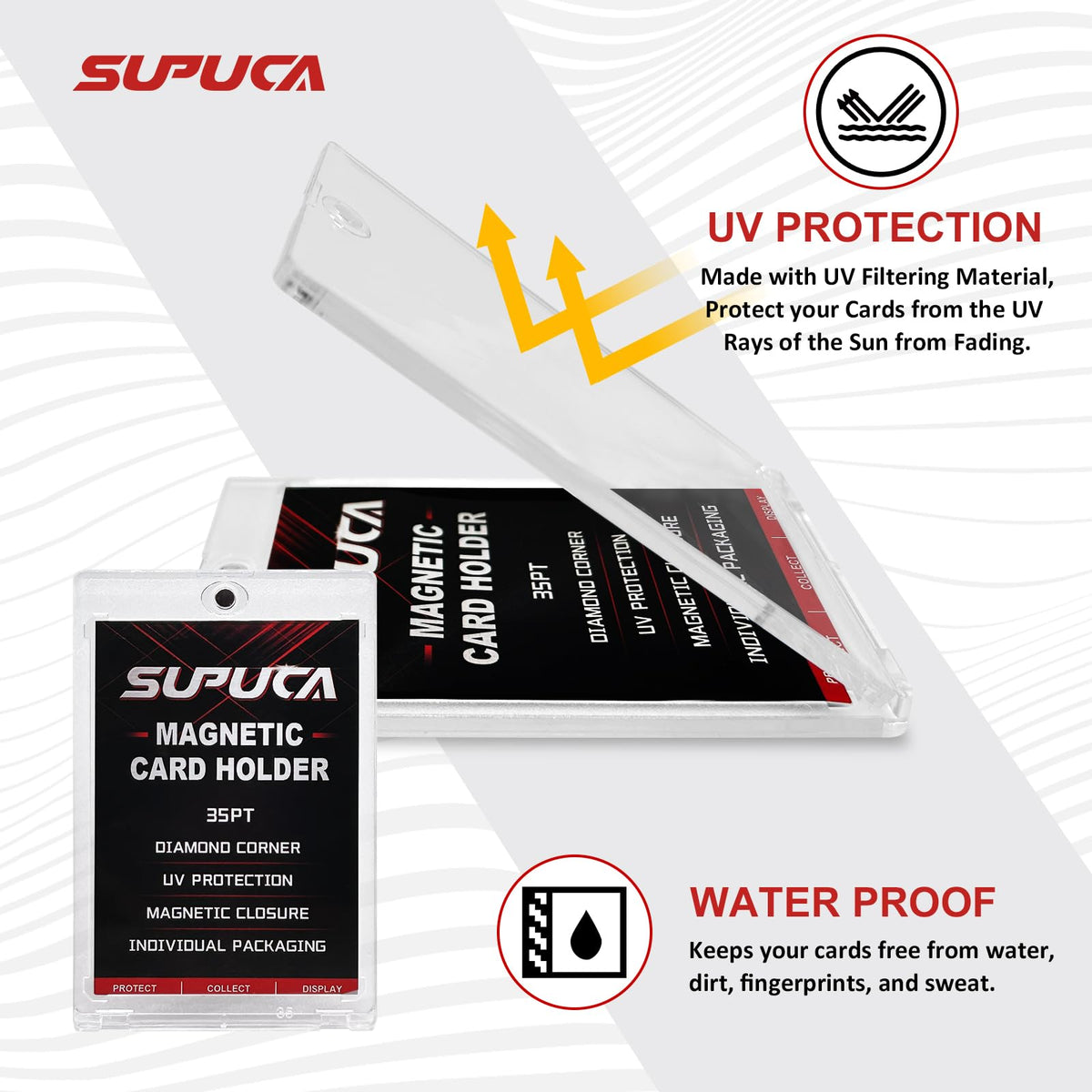 Supuca Magnetic Card Holder 20 Pack, 35PT One Touch Card Holder