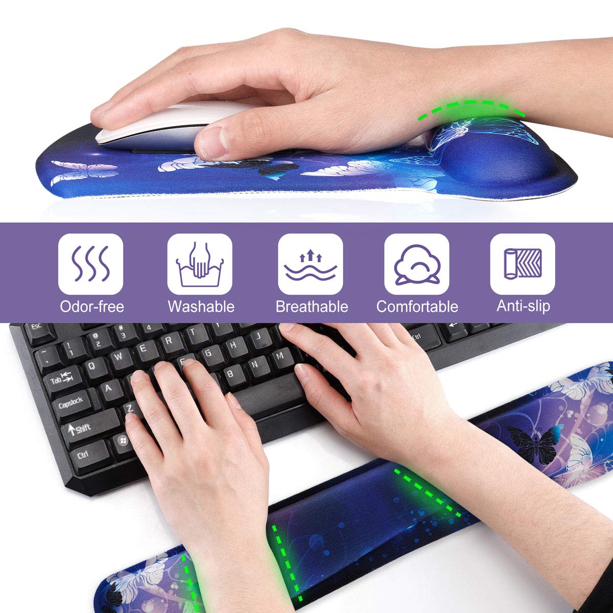 ToLuLu Keyboard Wrist Rest Pad Ergonomic Mouse Pad Set, Gel Mouse Pad for Computer Laptop, Non Slip