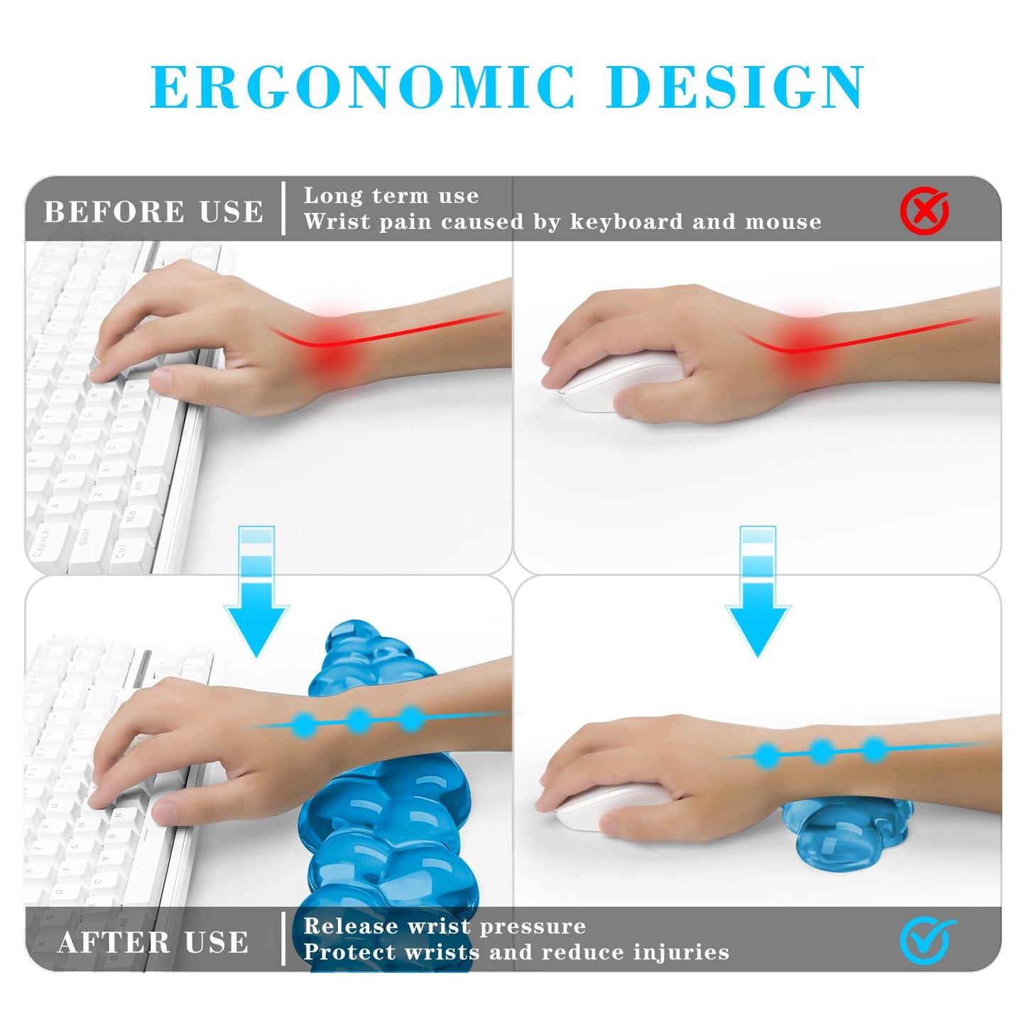 Gel Cloud Keyboard and Mouse Wrist Rest, Cute Wrist Support and Arm Support Keyboard Rest for