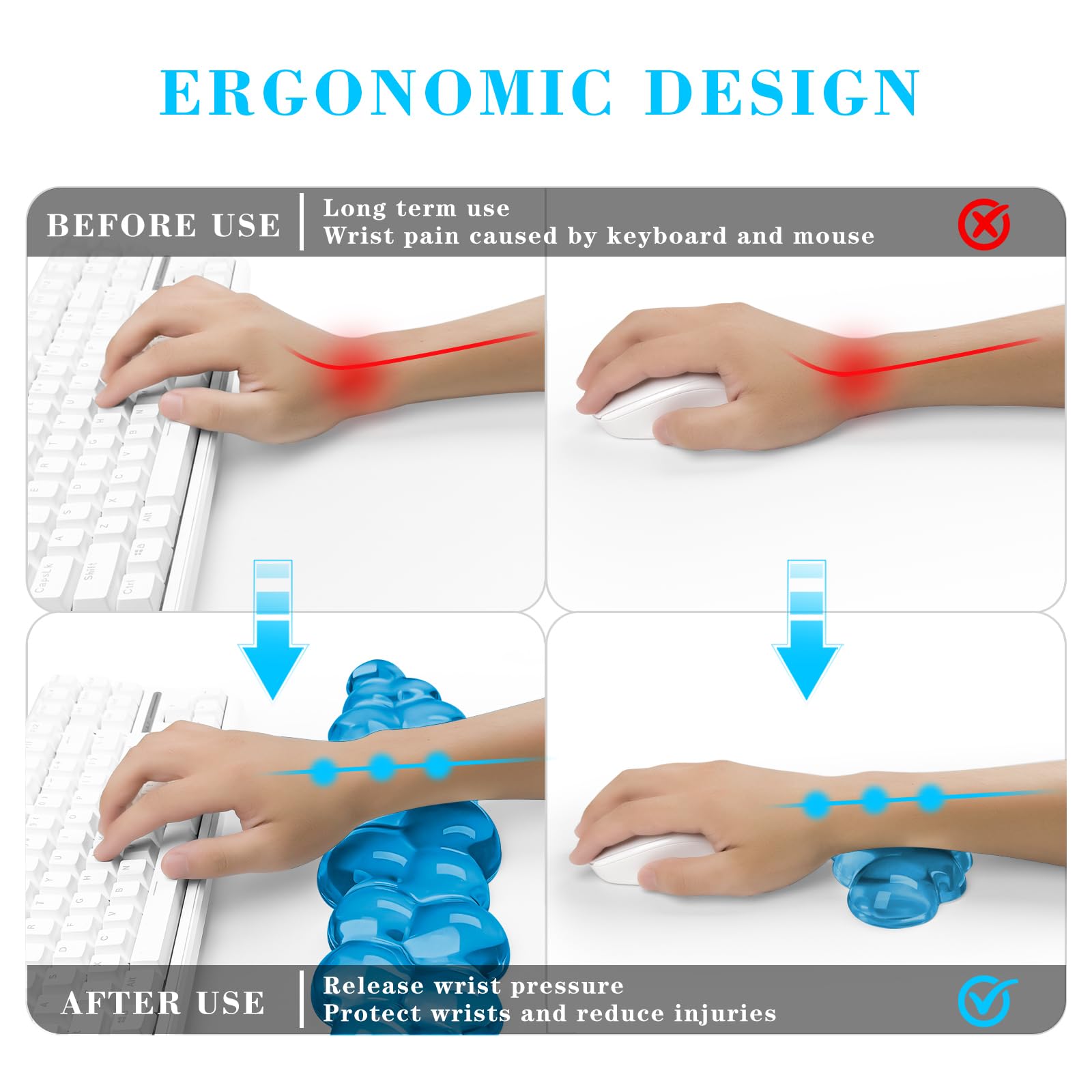 Gel Cloud Keyboard and Mouse Wrist Rest, Cute Wrist Support and Arm Support Keyboard Rest for