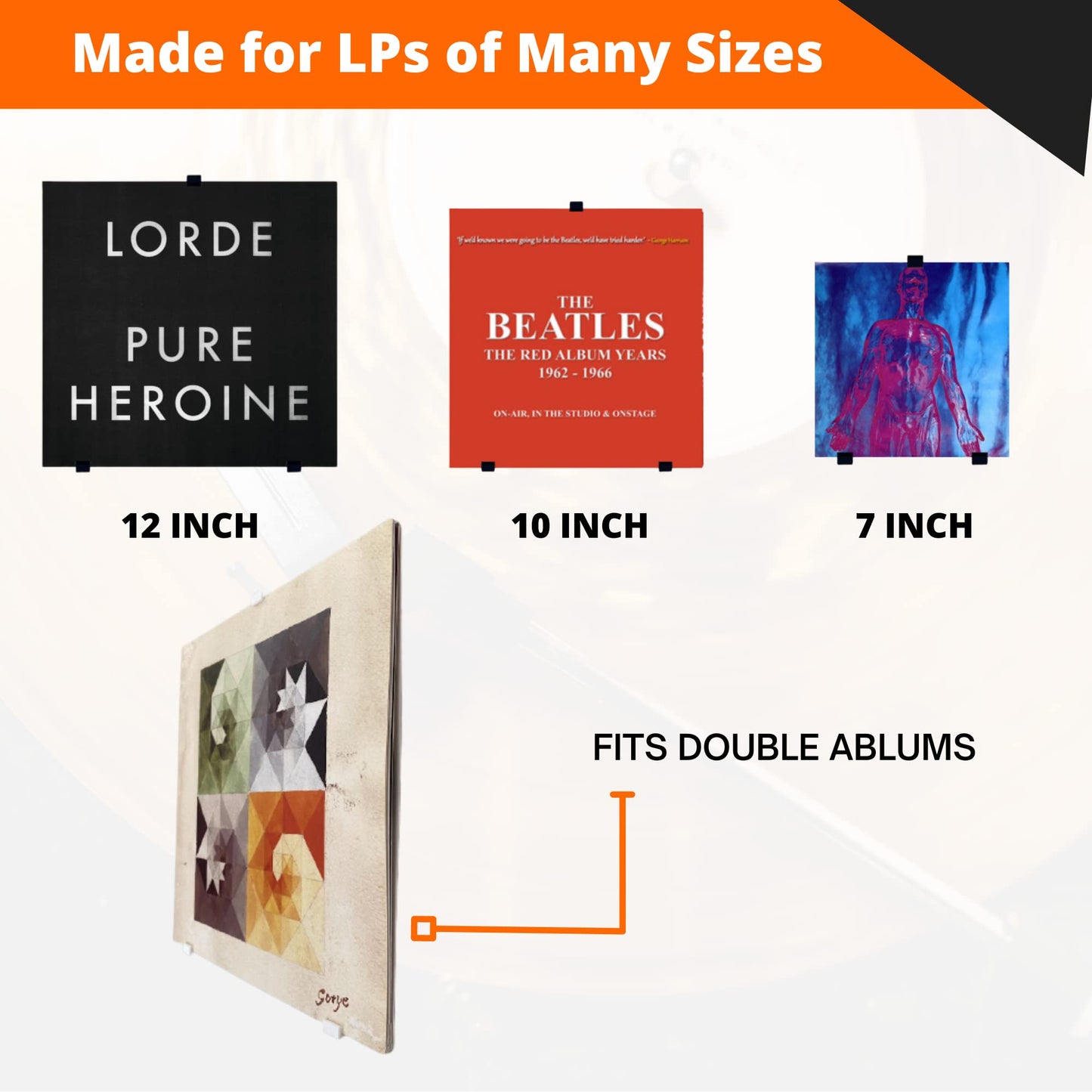 Minimalist Vinyl Record Album Wall Mount Display-10 Pack| No Wall Damage so Perfect for Apartments